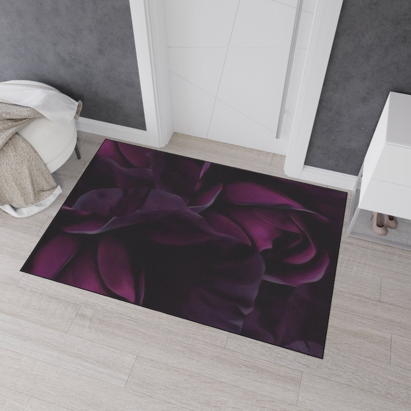 Dark Purple Floral Heavy Duty Floor Mat
