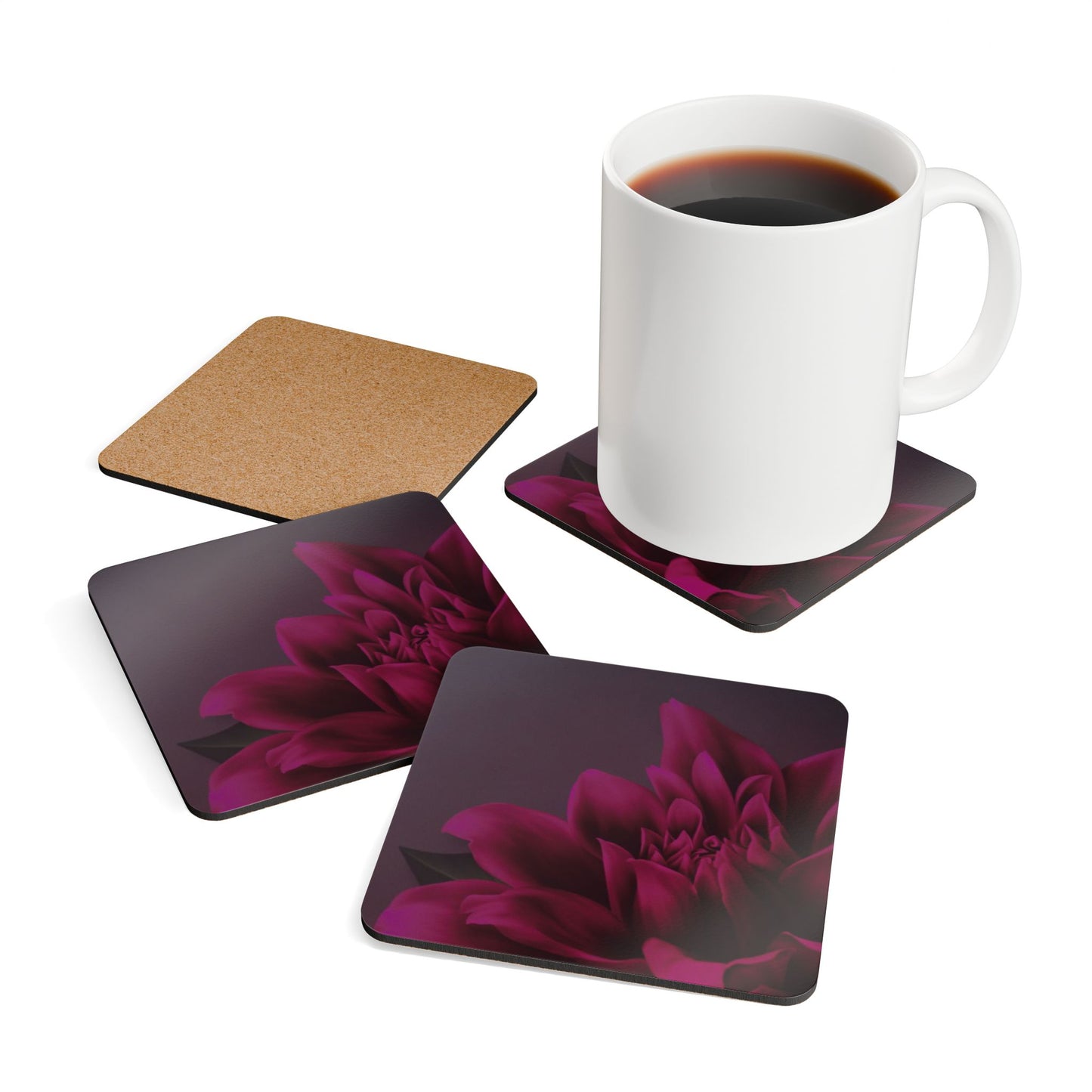Magenta Dahlia Coaster Set