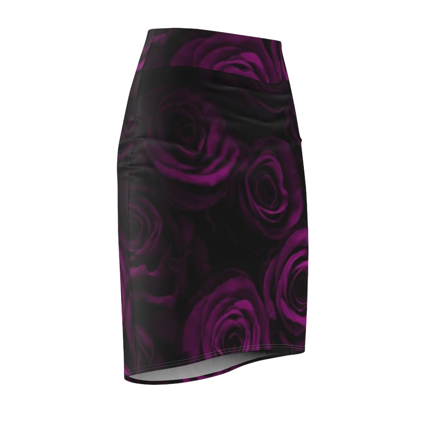 Dark Purple Roses Pencil Skirt