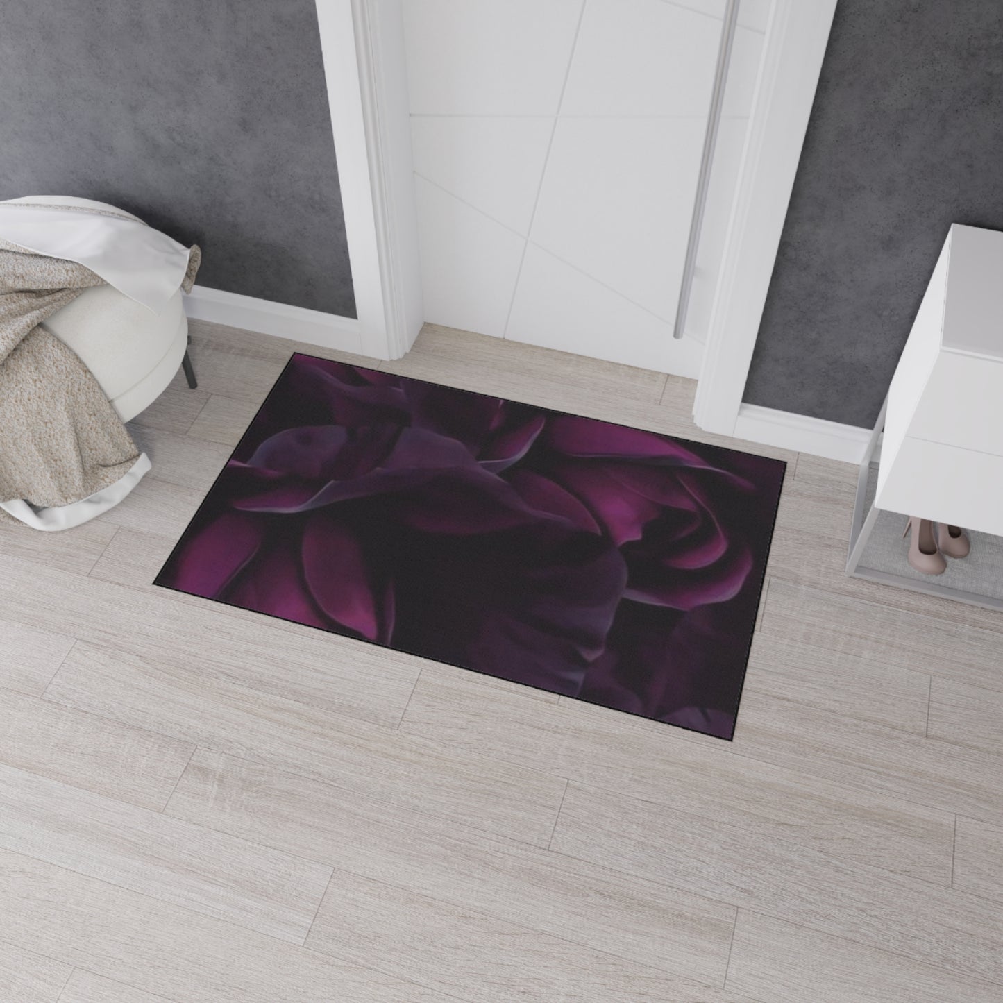 Dark Purple Floral Heavy Duty Floor Mat