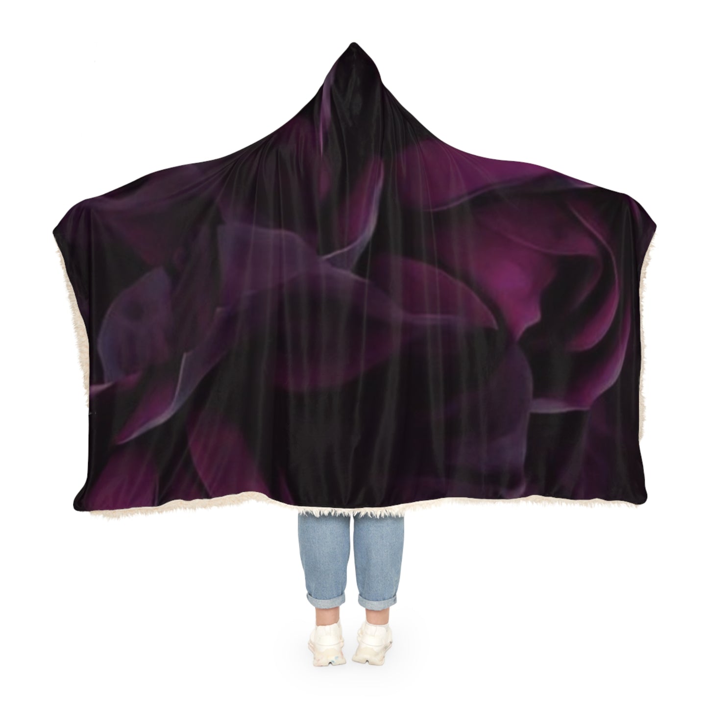 Dark Purple Floral Hood Blanket