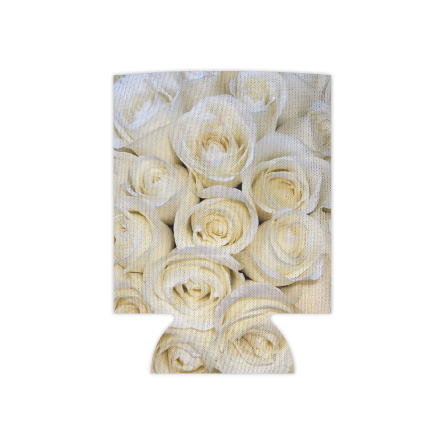 Floral Can Cooler - White Roses Design