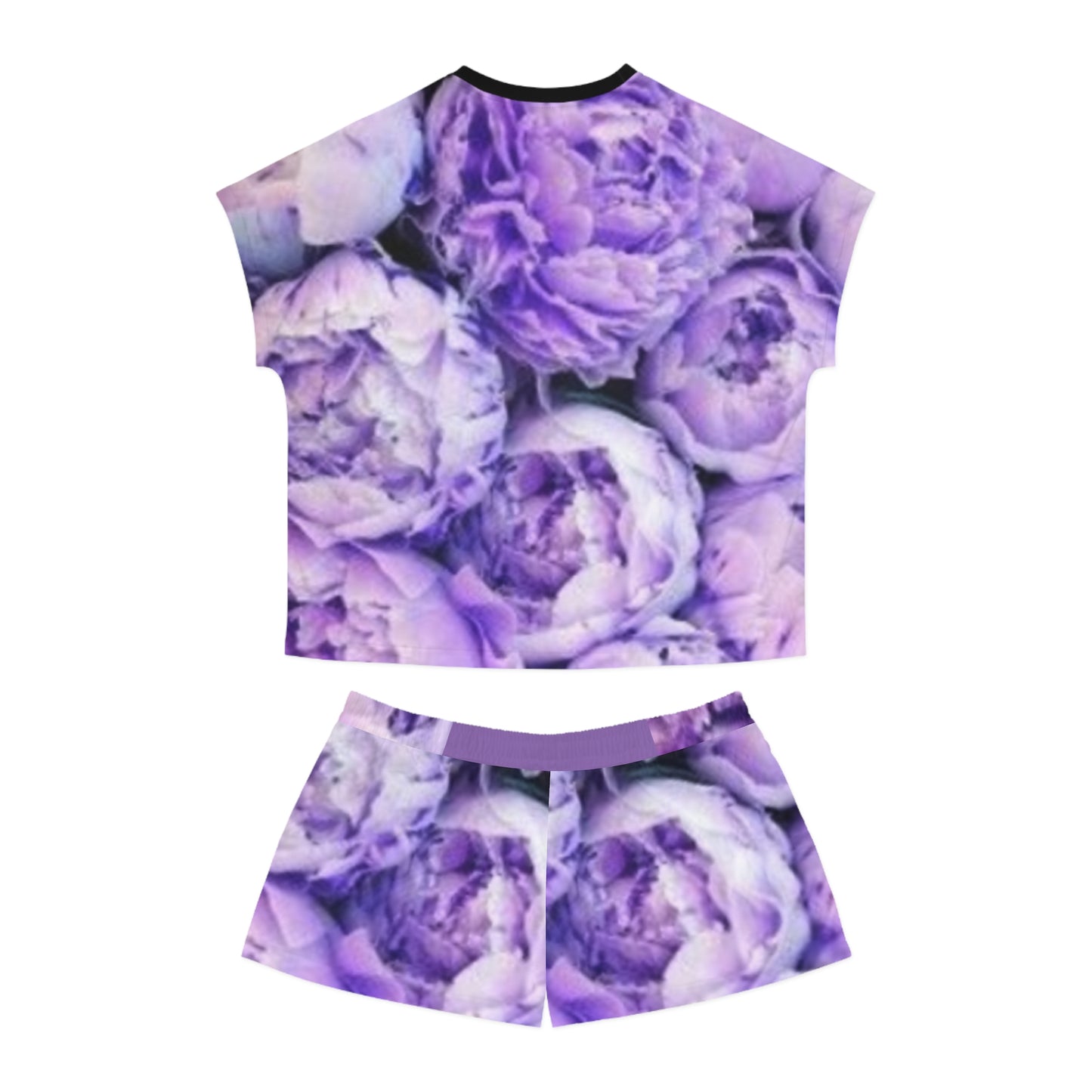 Purple Peony Floral Pajama Set for Women