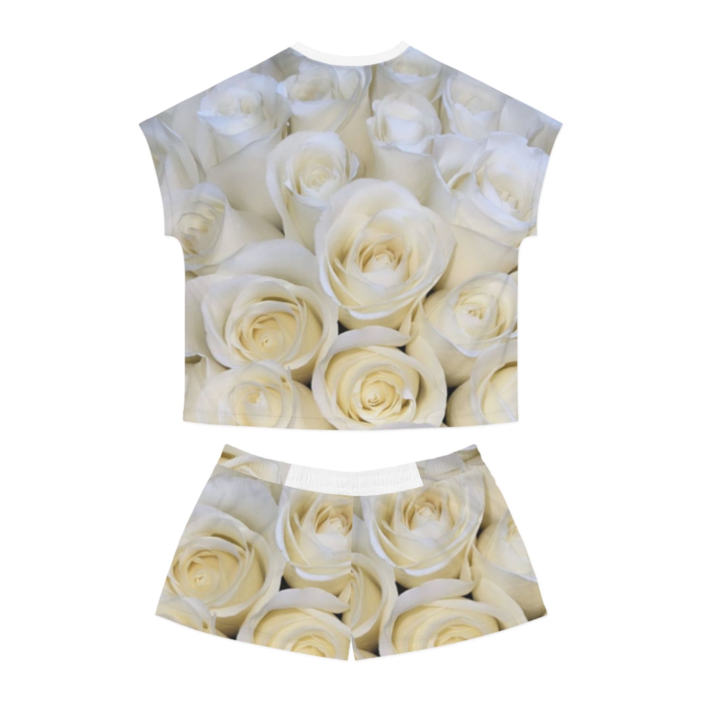 White Roses Floral Pajama Set for Women