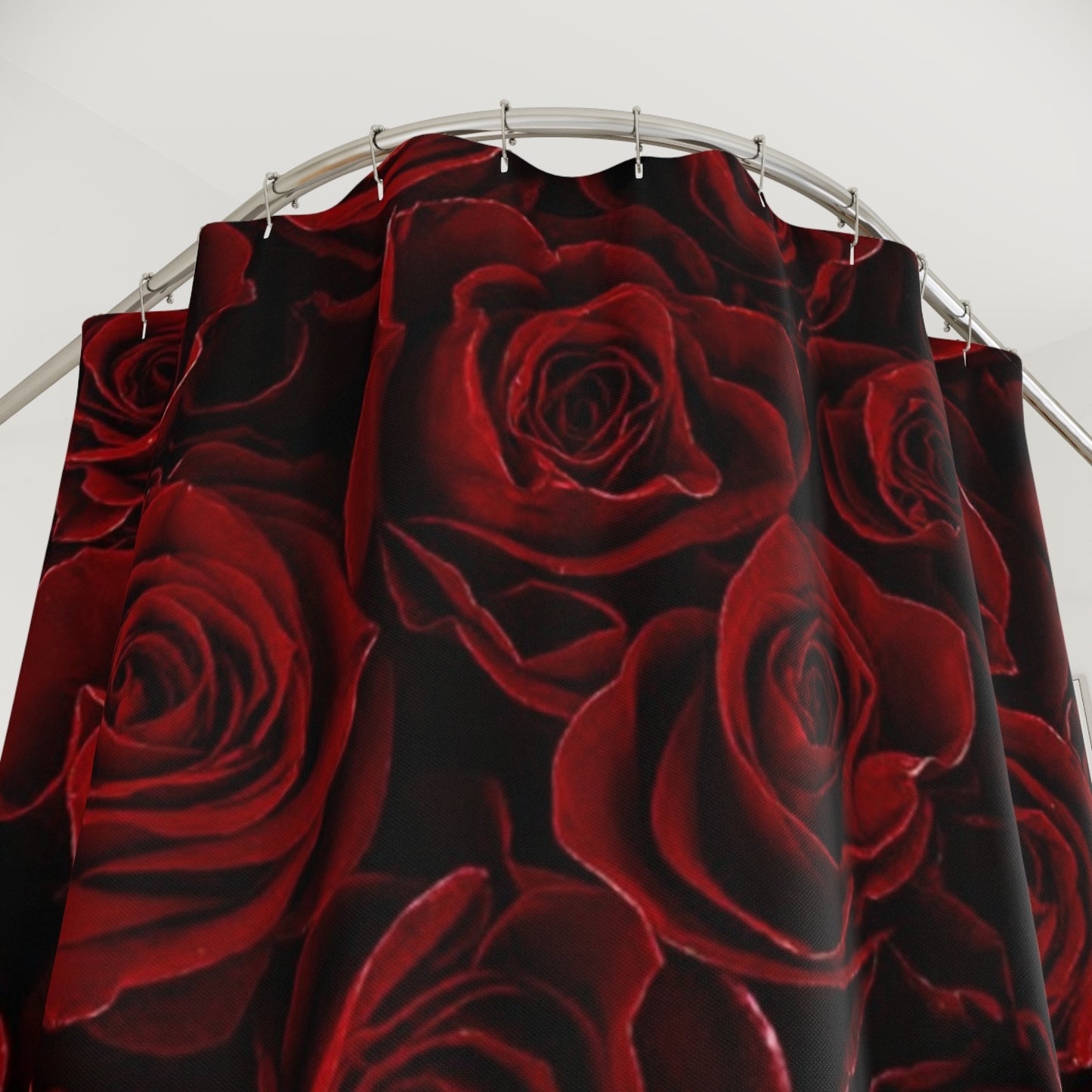 Red Roses Floral Shower Curtain for Romantic Bathroom Look