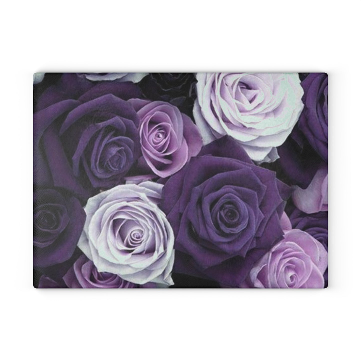 Purple Roses Floral Glass Cutting Board – Decorative Kitchen Must-Have
