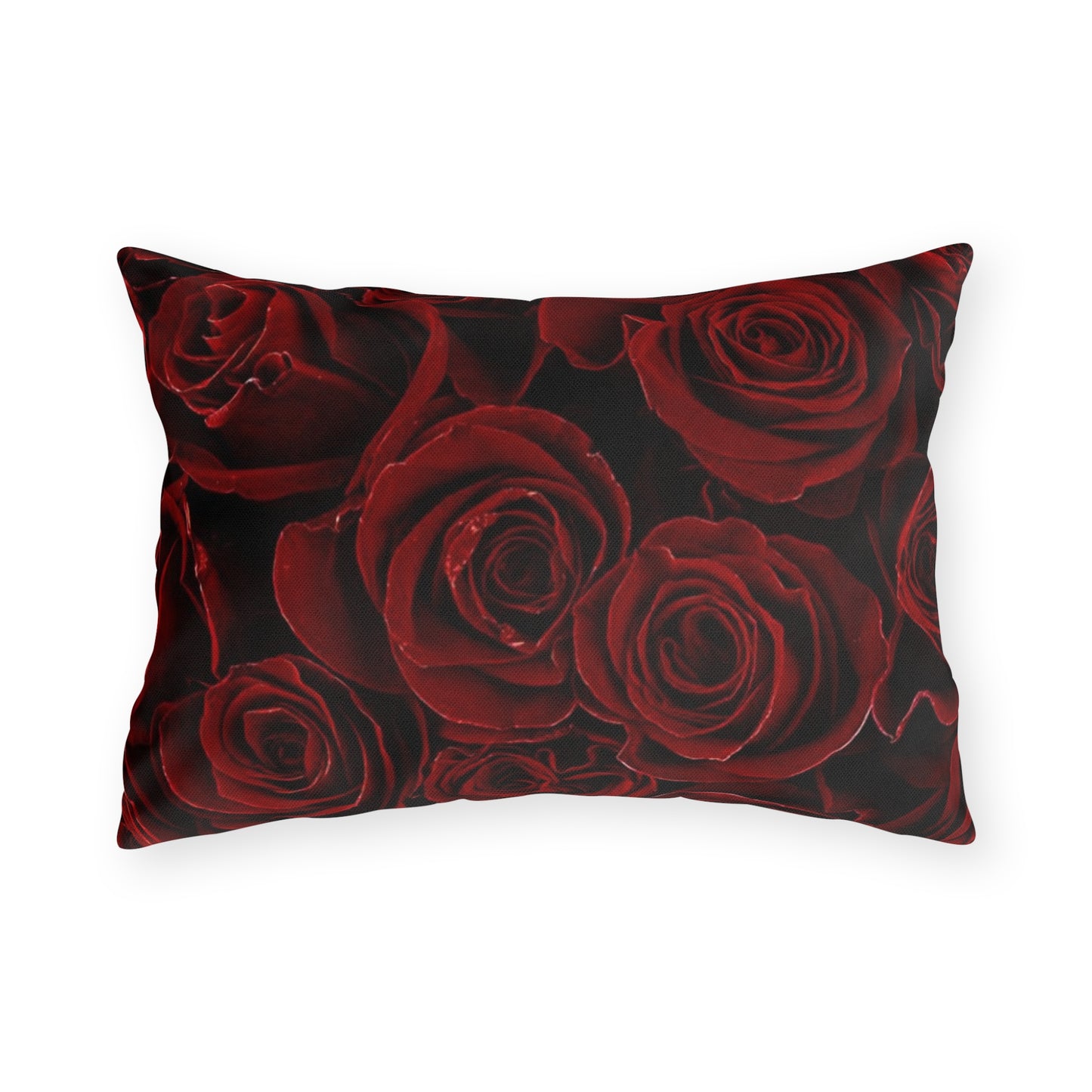 Red Roses Floral Outdoor Pillow