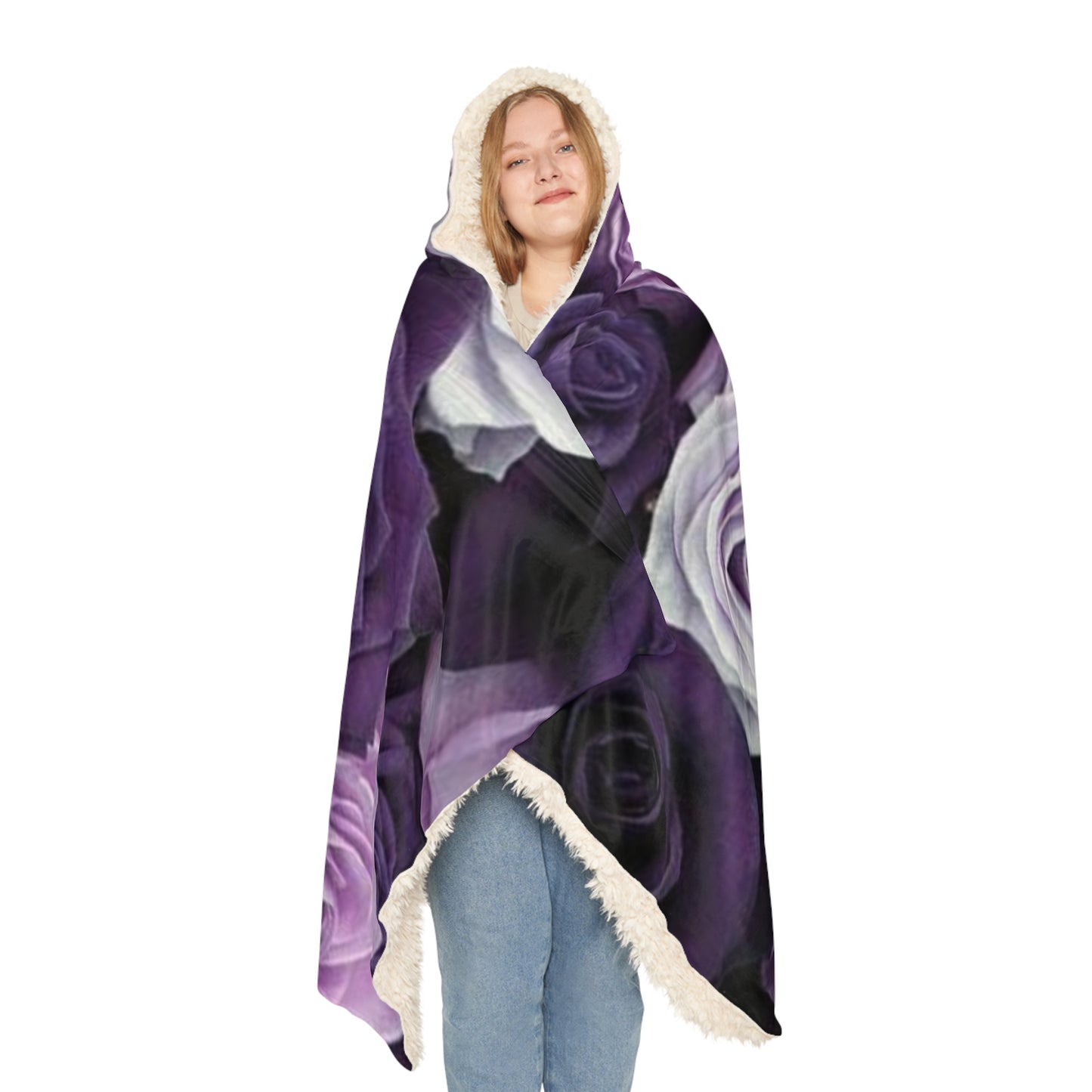 Purple Roses Hood Blanket