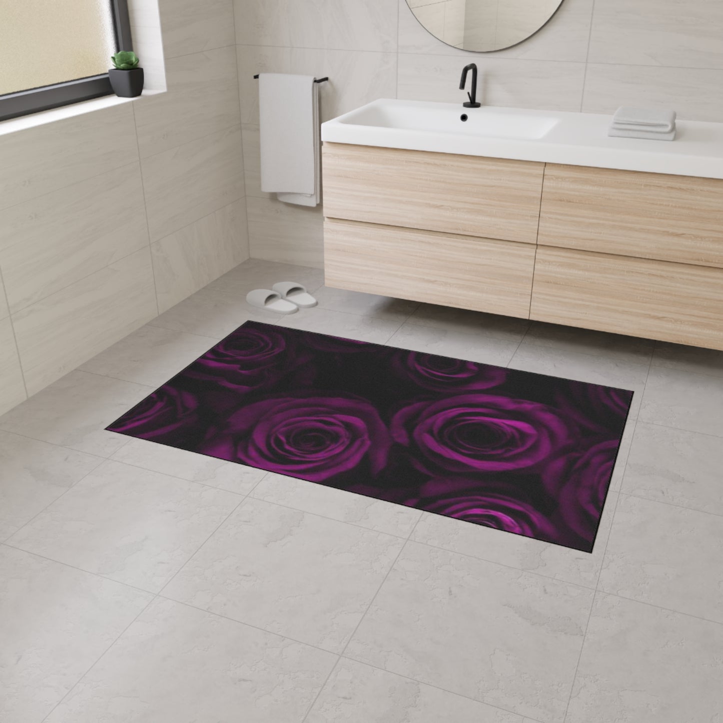 Dark Purple Roses Heavy Duty Floor Mat