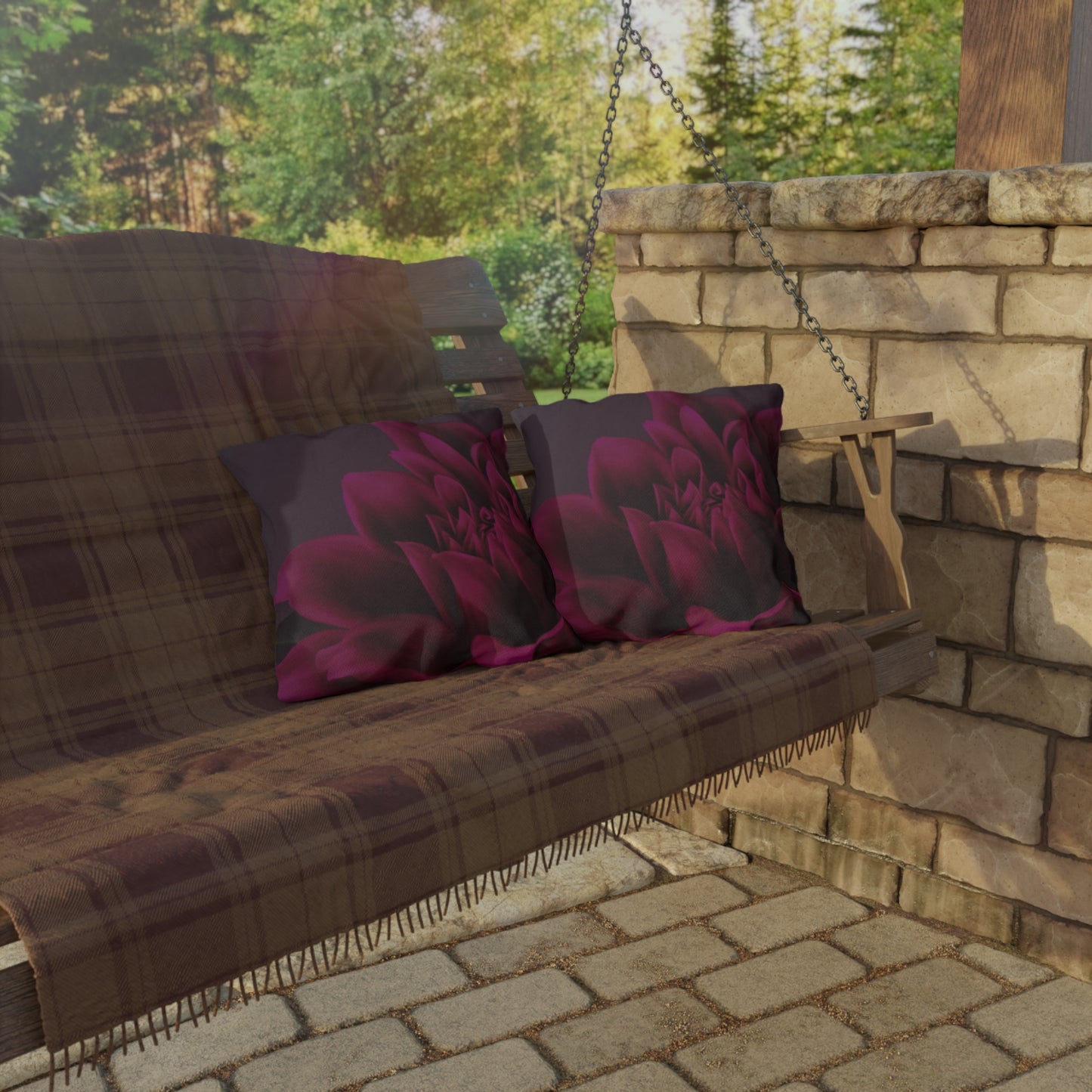 Magenta Dahlia Outdoor Pillow