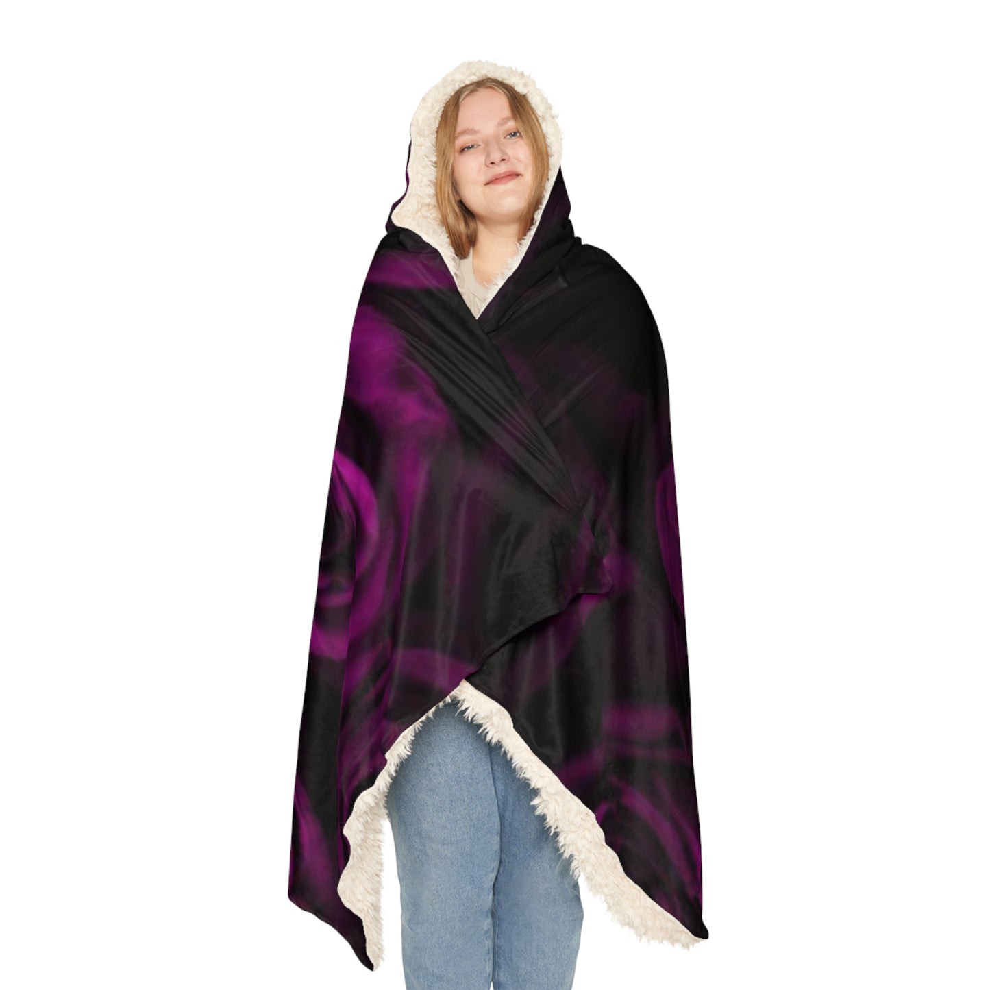 Dark Purple Roses Hood Blanket