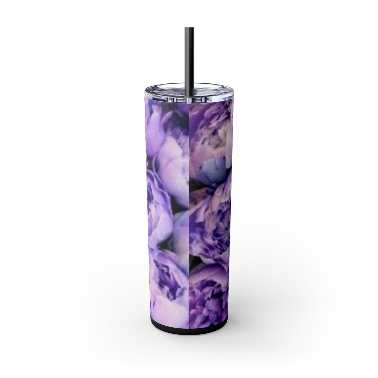 Purple Peony Floral Skinny Tumbler – Durable Stainless Steel 20 oz
