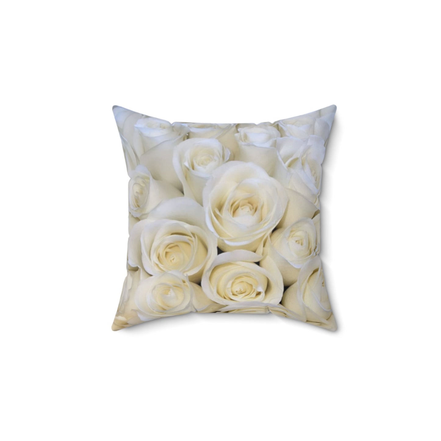 White Roses Floral Square Pillow