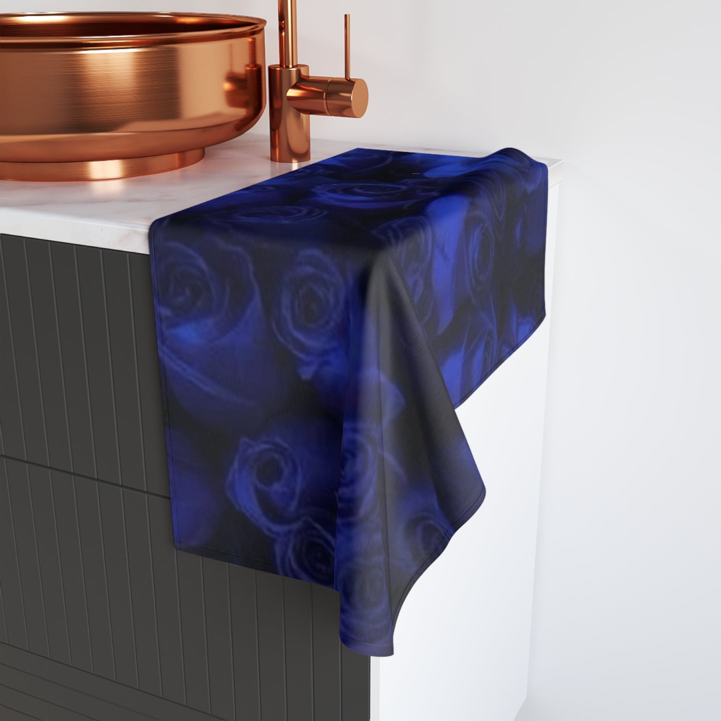 Dark Blue Roses Hand Towel