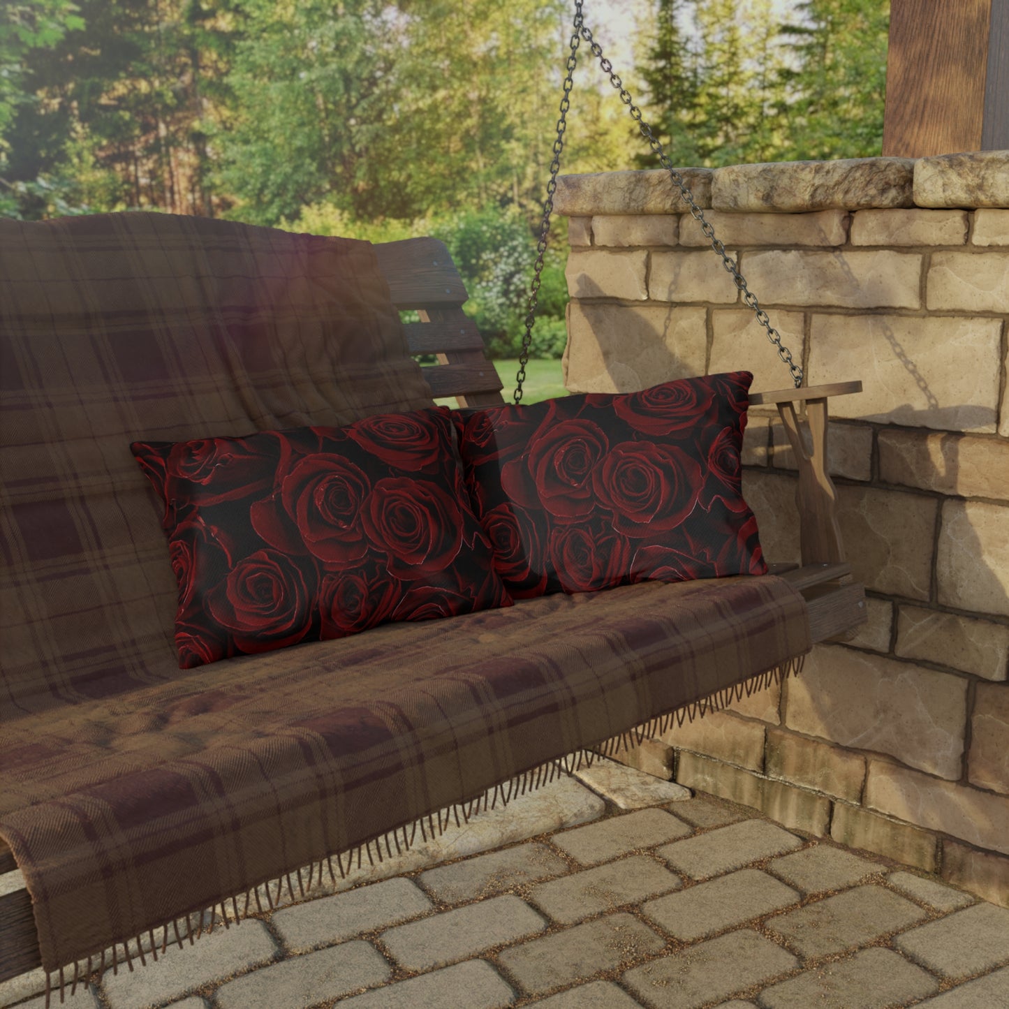 Red Roses Outdoor Pillow