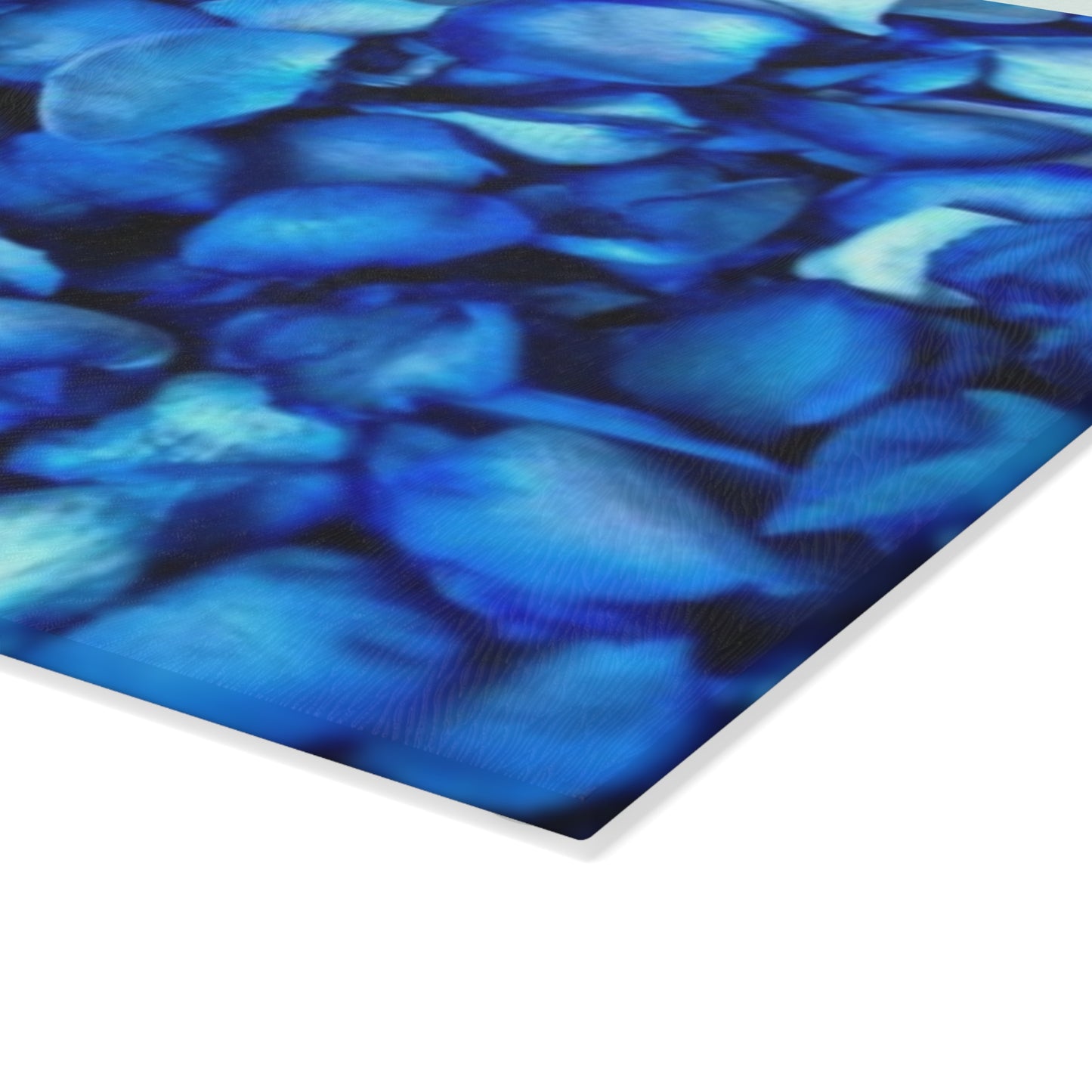 Blue Petals Floral Glass Cutting Board – Durable Kitchen Art