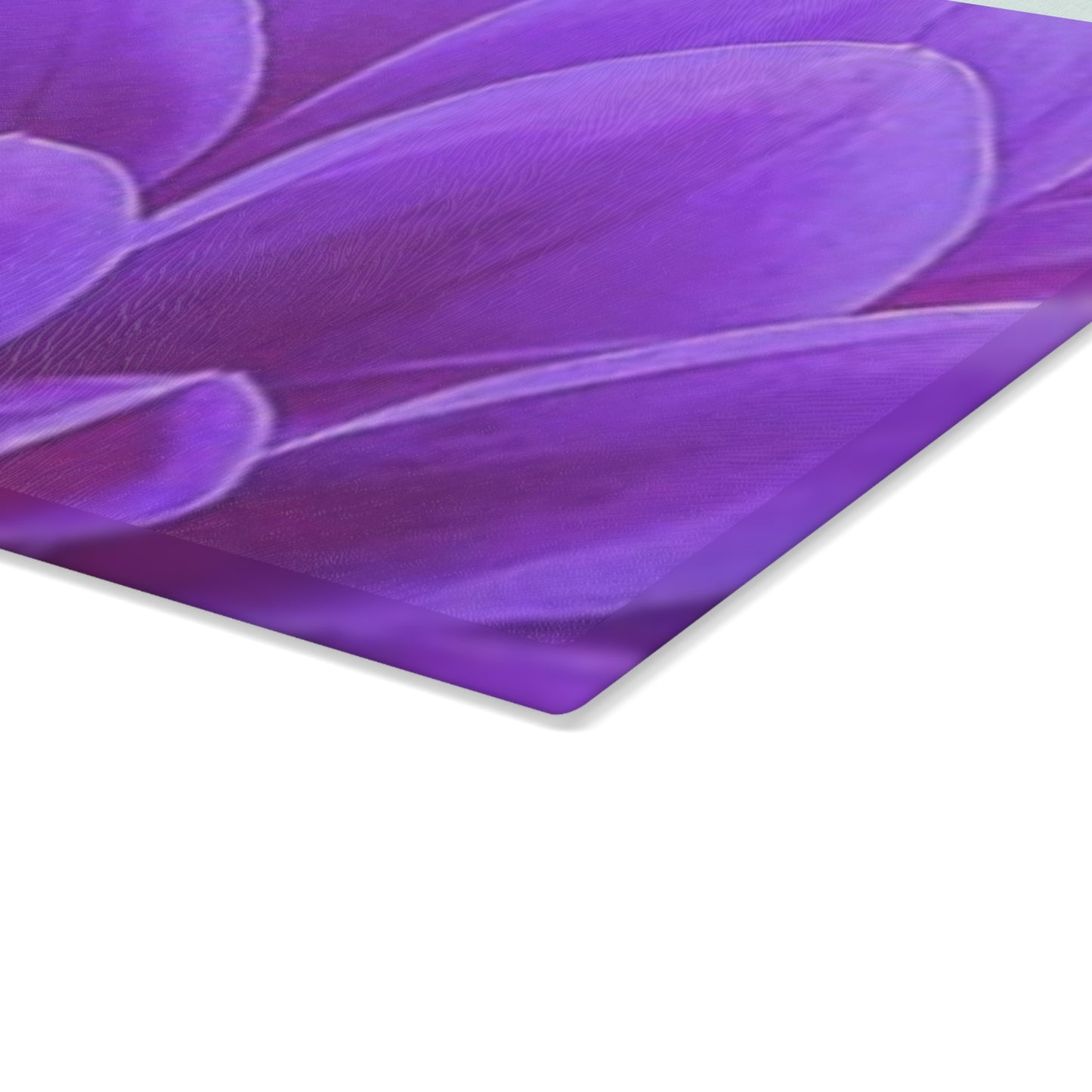 Purple Dahlia Floral Glass Cutting Board – Vibrant & Durable