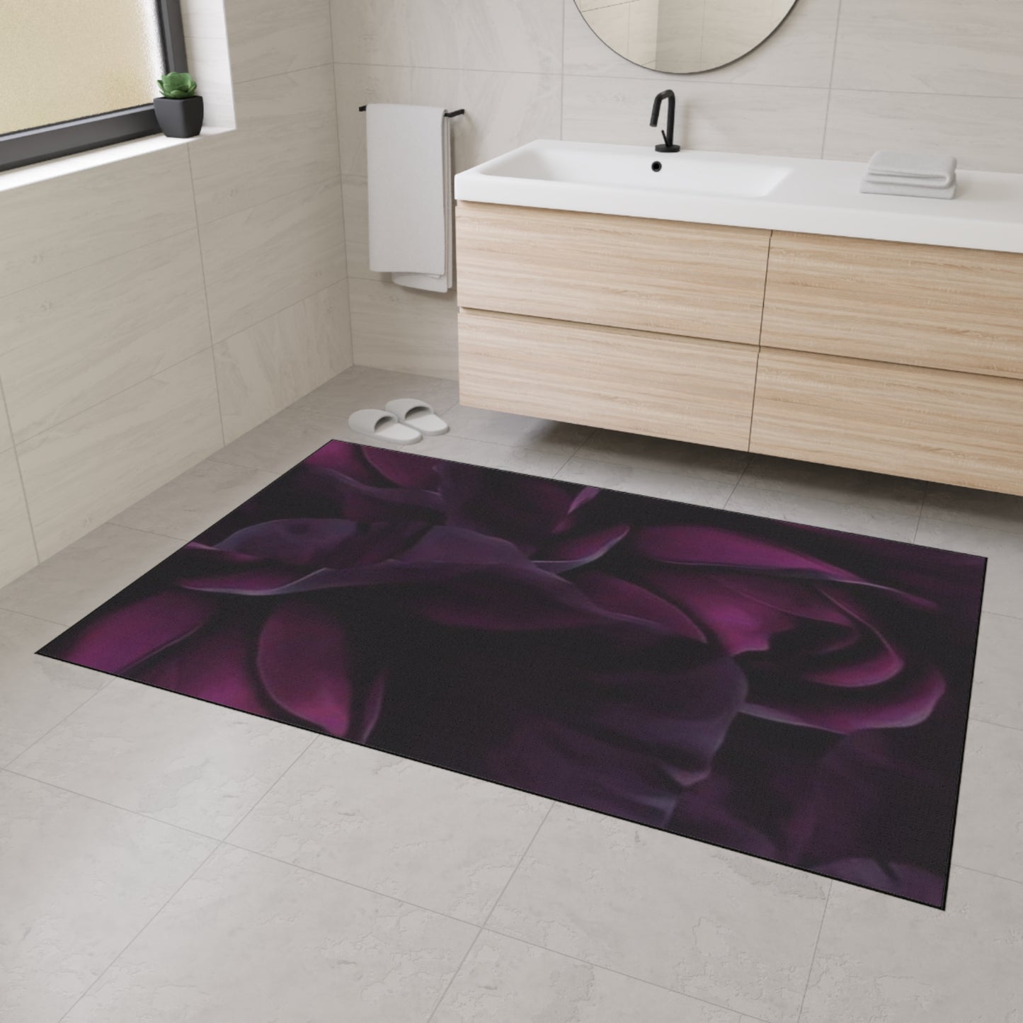 Dark Purple Floral Heavy Duty Floor Mat