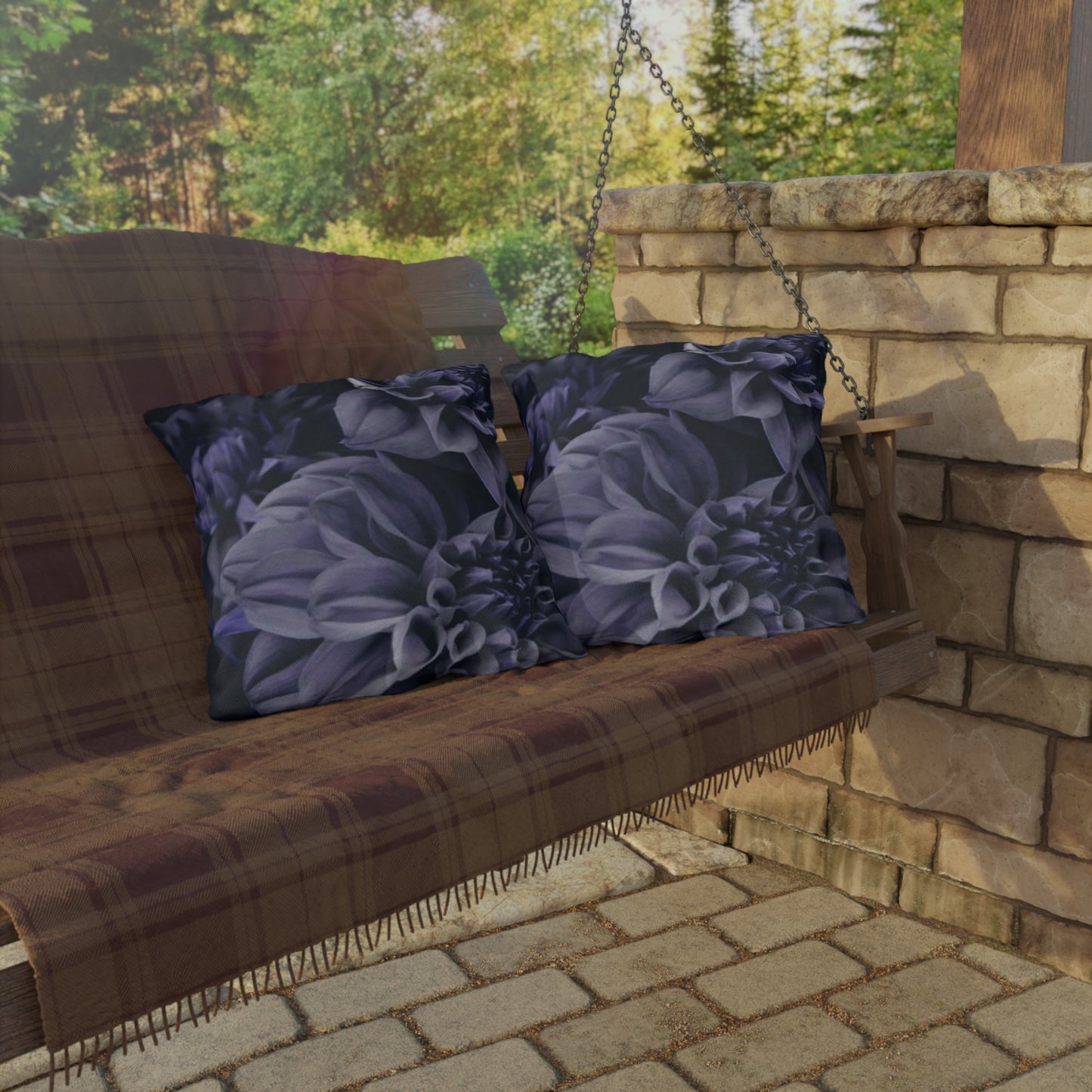 Blue Dahlia Outdoor Pillow