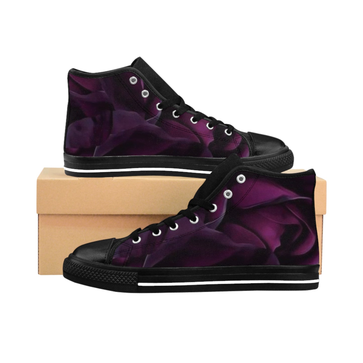 Dark Purple Floral High Top Sneakers