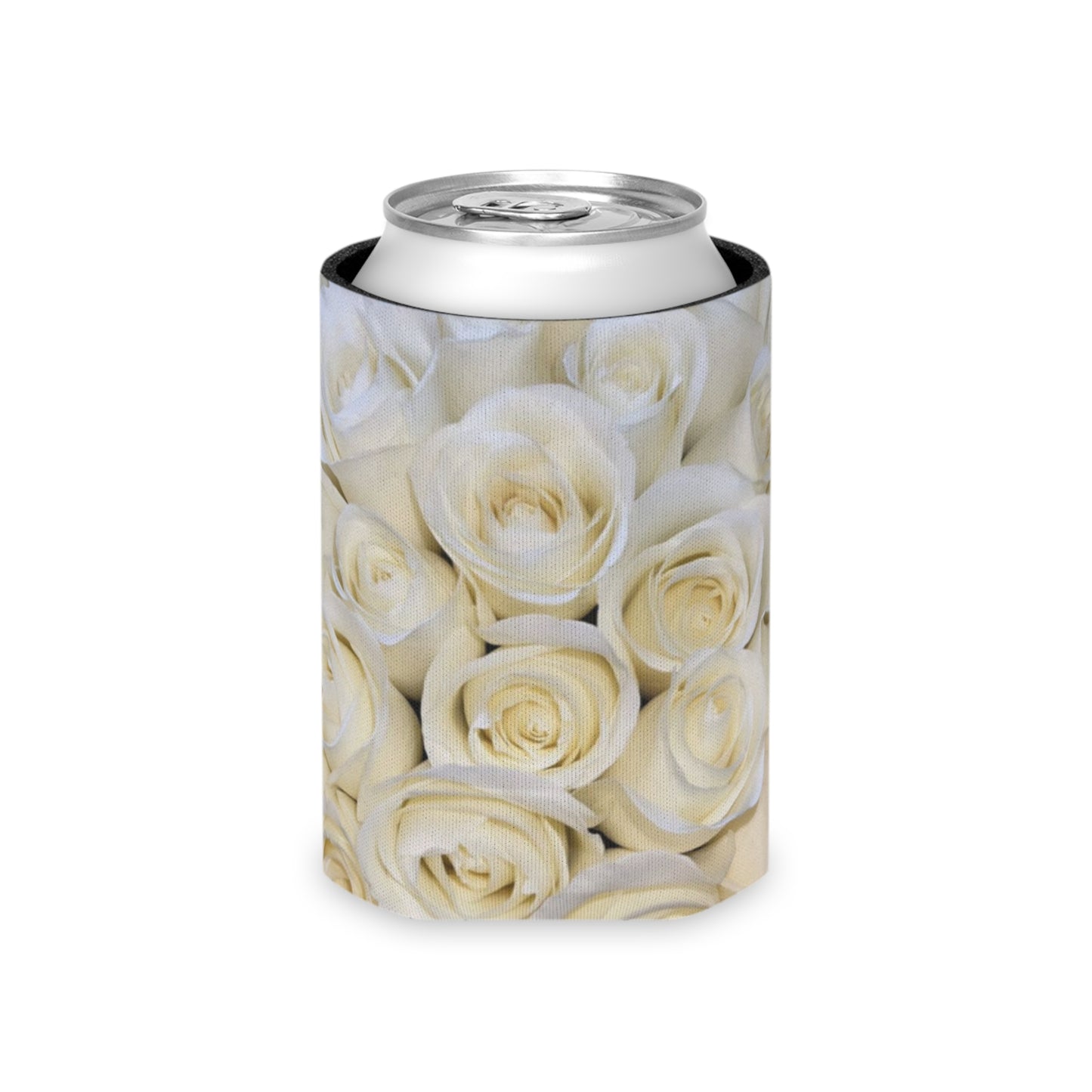Floral Can Cooler - White Roses Design