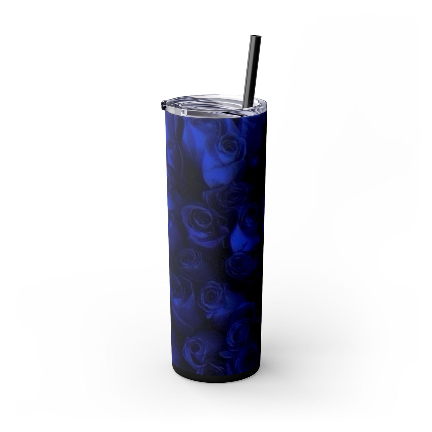 Dark Blue Roses Skinny Tumbler – Durable Stainless Steel 20 oz