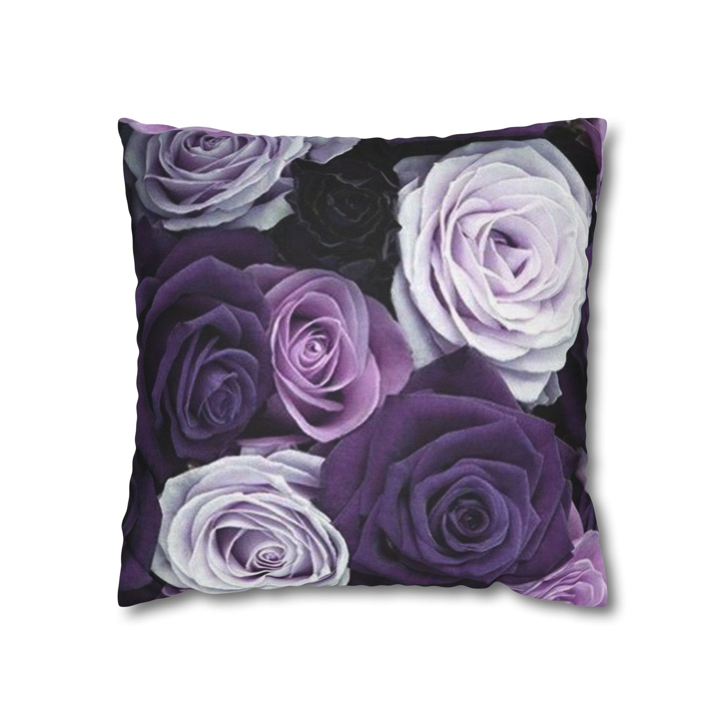 Purple Roses Floral Square Pillowcase