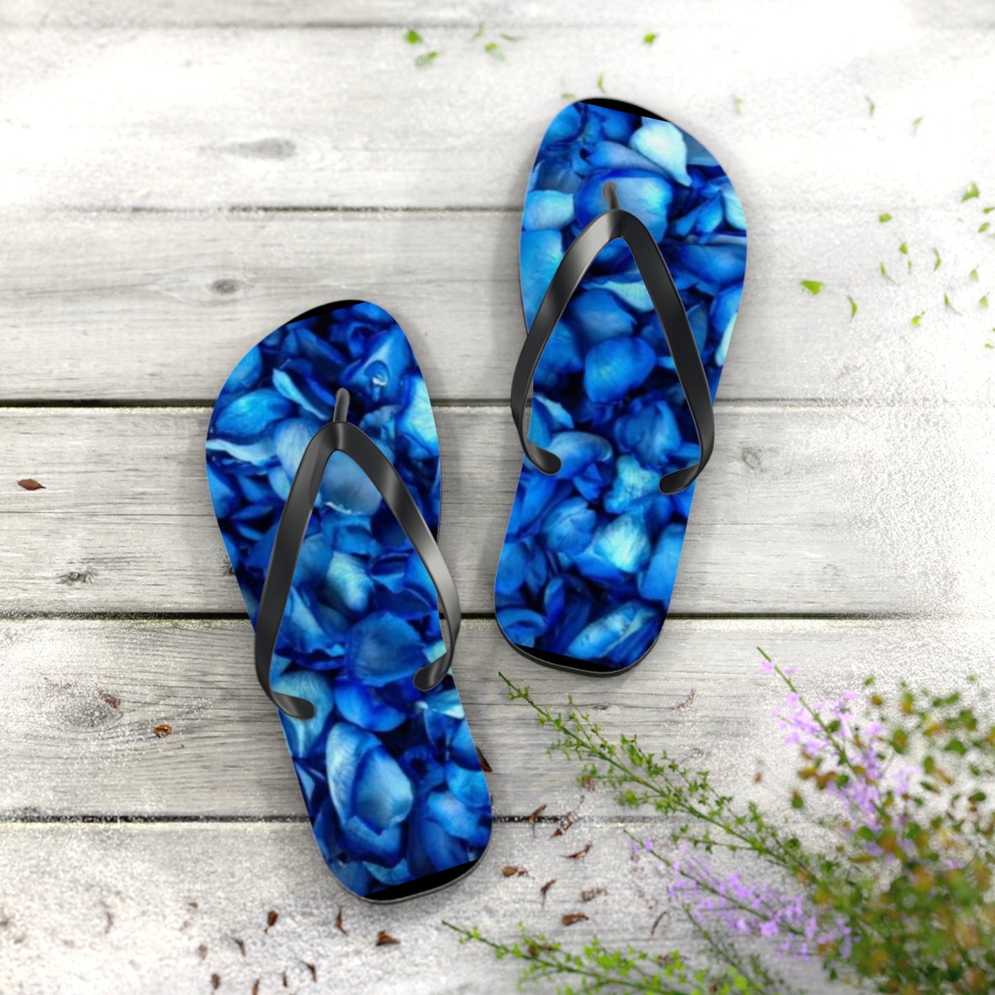 Blue Petals Flip Flops