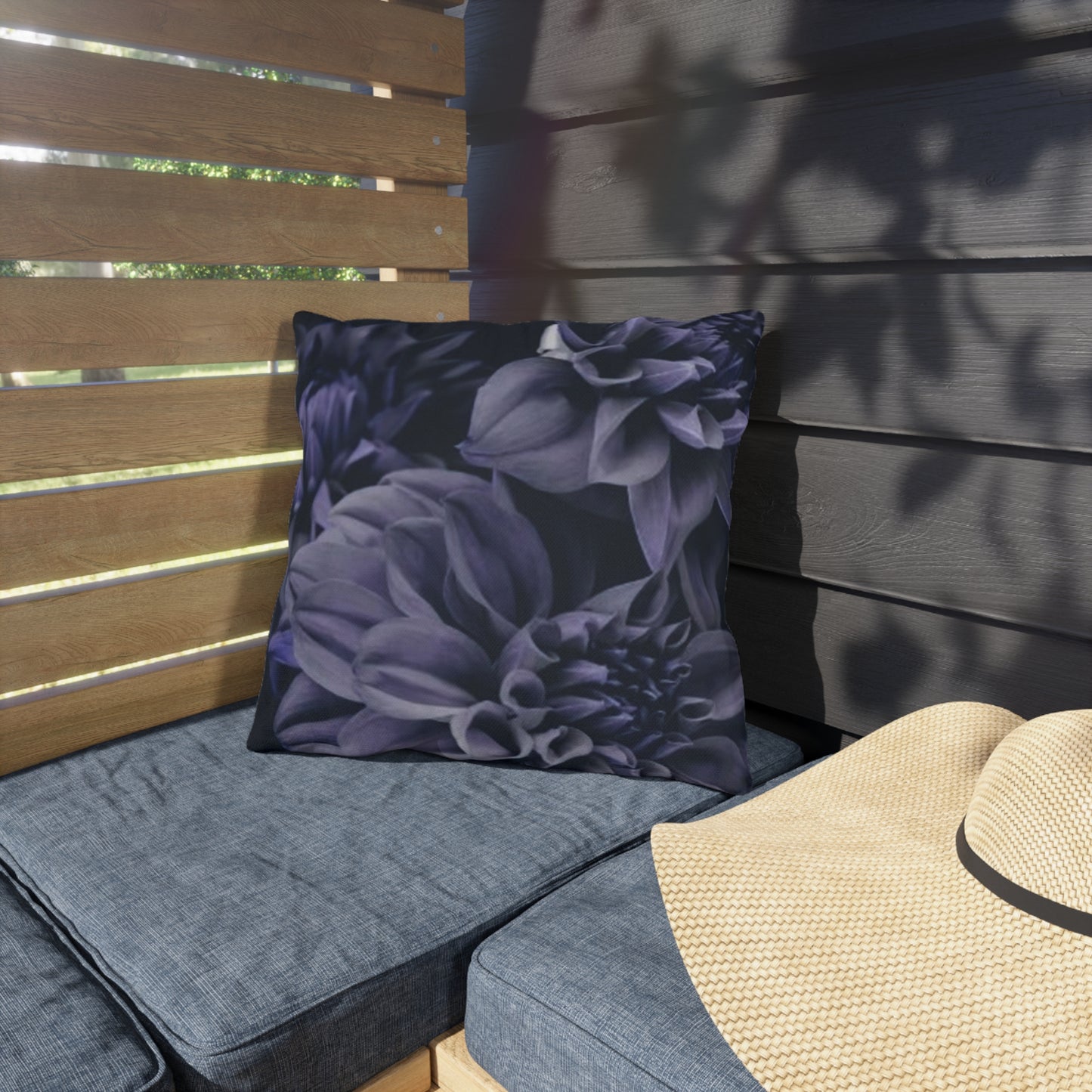 Blue Dahlia Outdoor Pillow