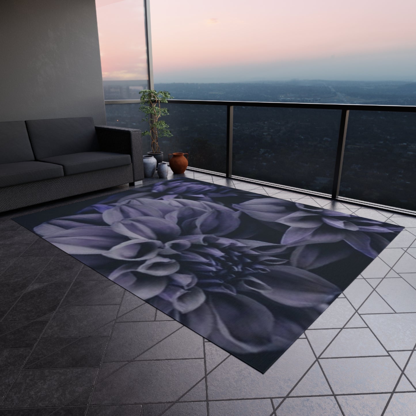 Blue Dahlia Outdoor Rug
