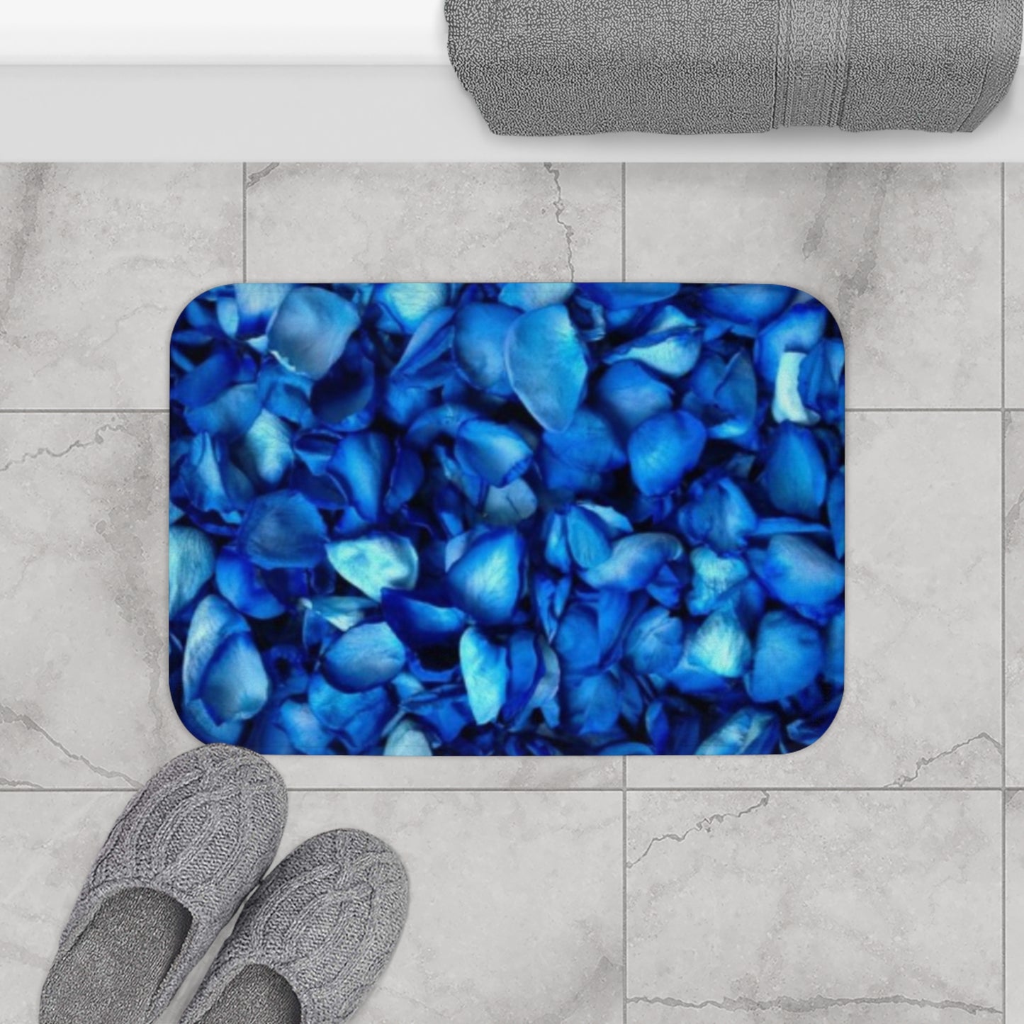 Blue Petals Bath Mat