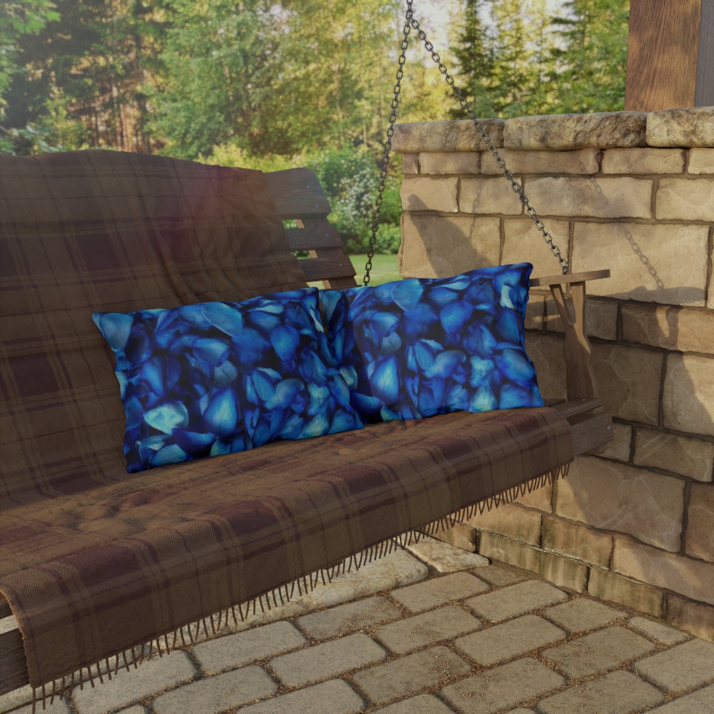 Blue Petals Outdoor Pillow