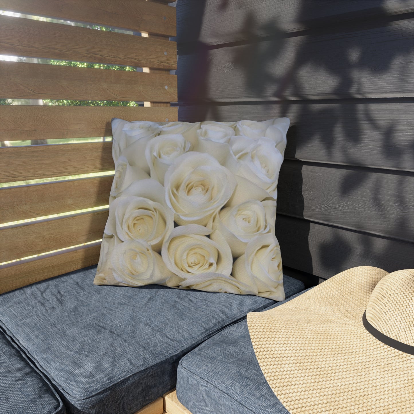 White Roses Outdoor Pillow