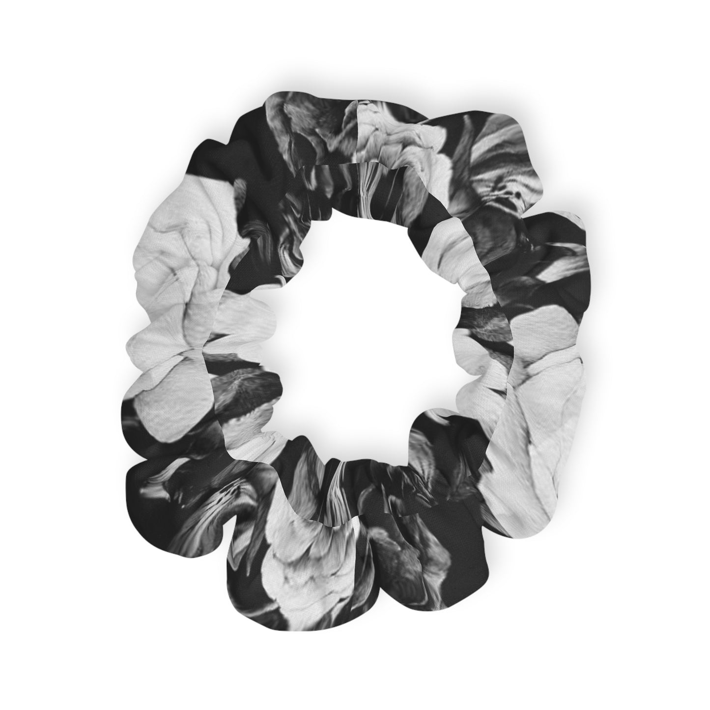 Black and White Floral Design Scrunchie