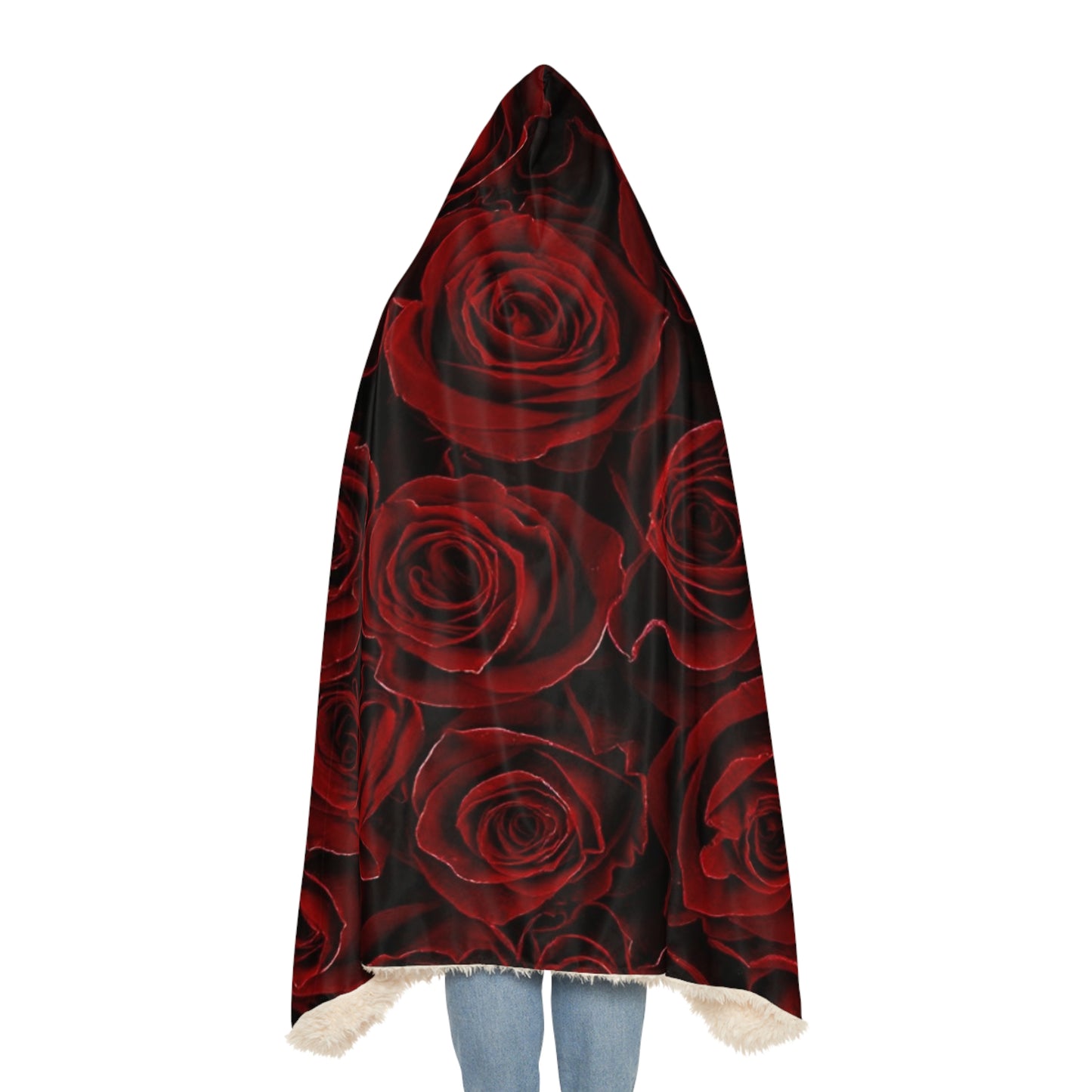 Red Roses Floral Hooded Blanket – Romantic Cozy Favorite