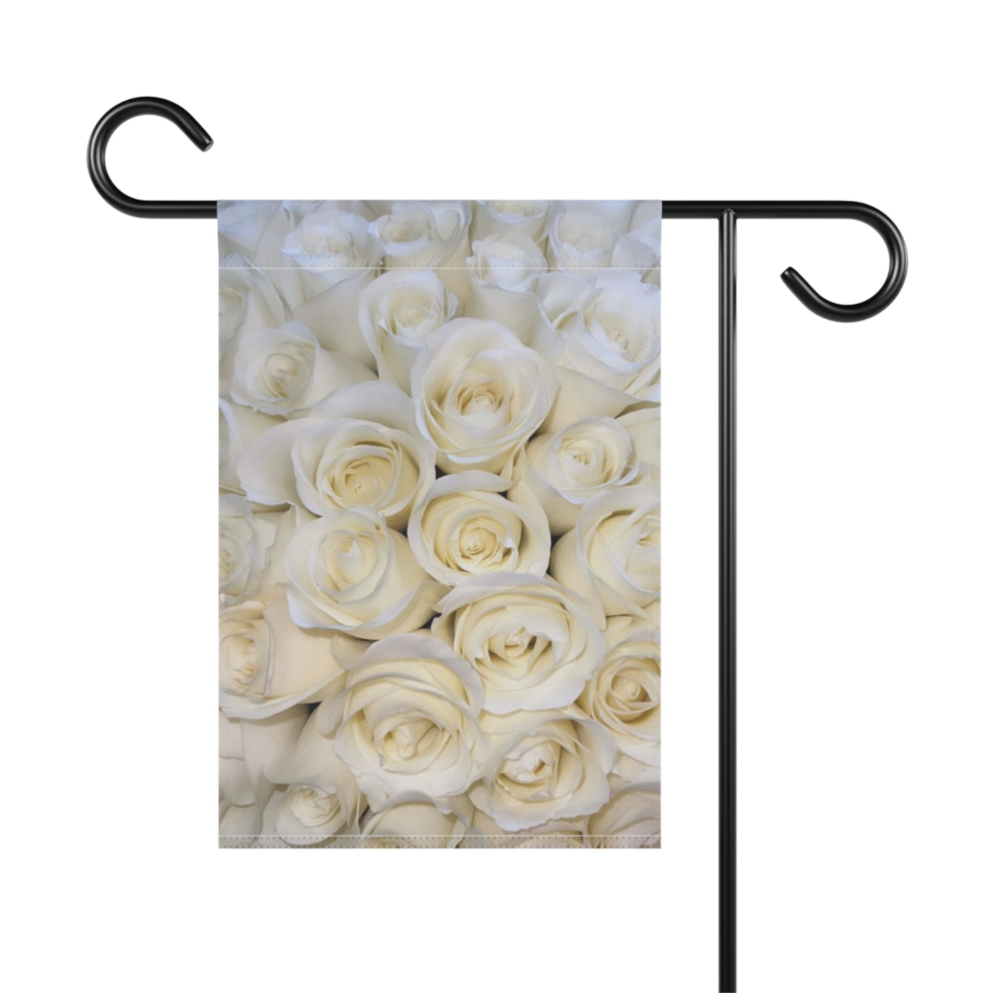 White Roses Floral Garden and House Banner – Elegant Yard Flag