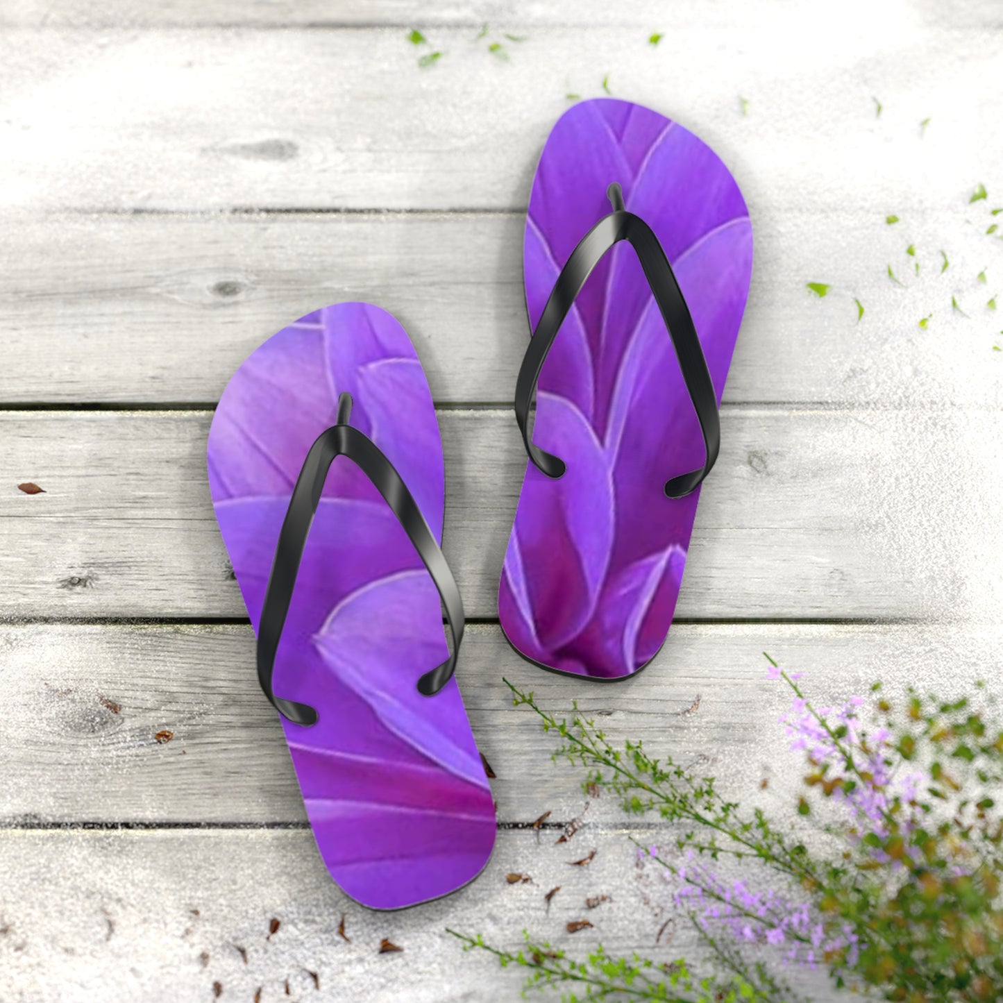 Purple Dahlia Flip Flops