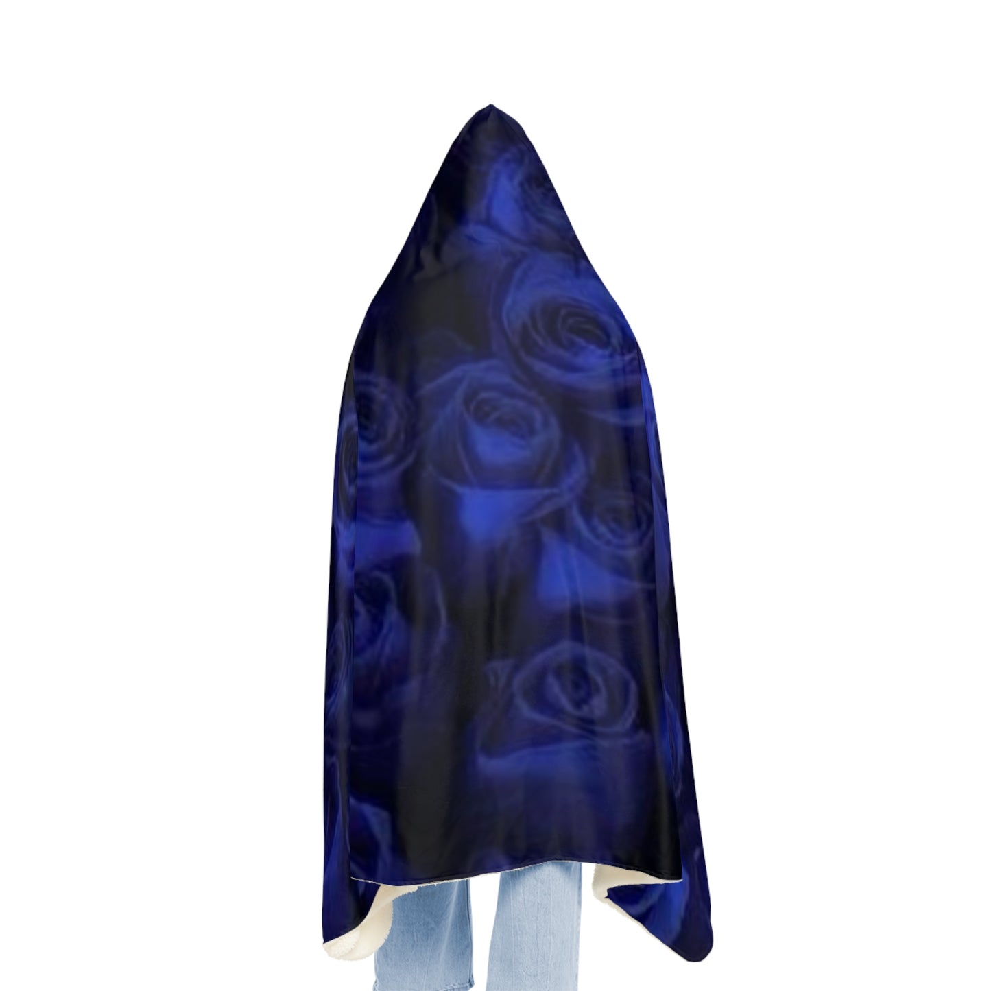 Dark Blue Roses Hood Blanket