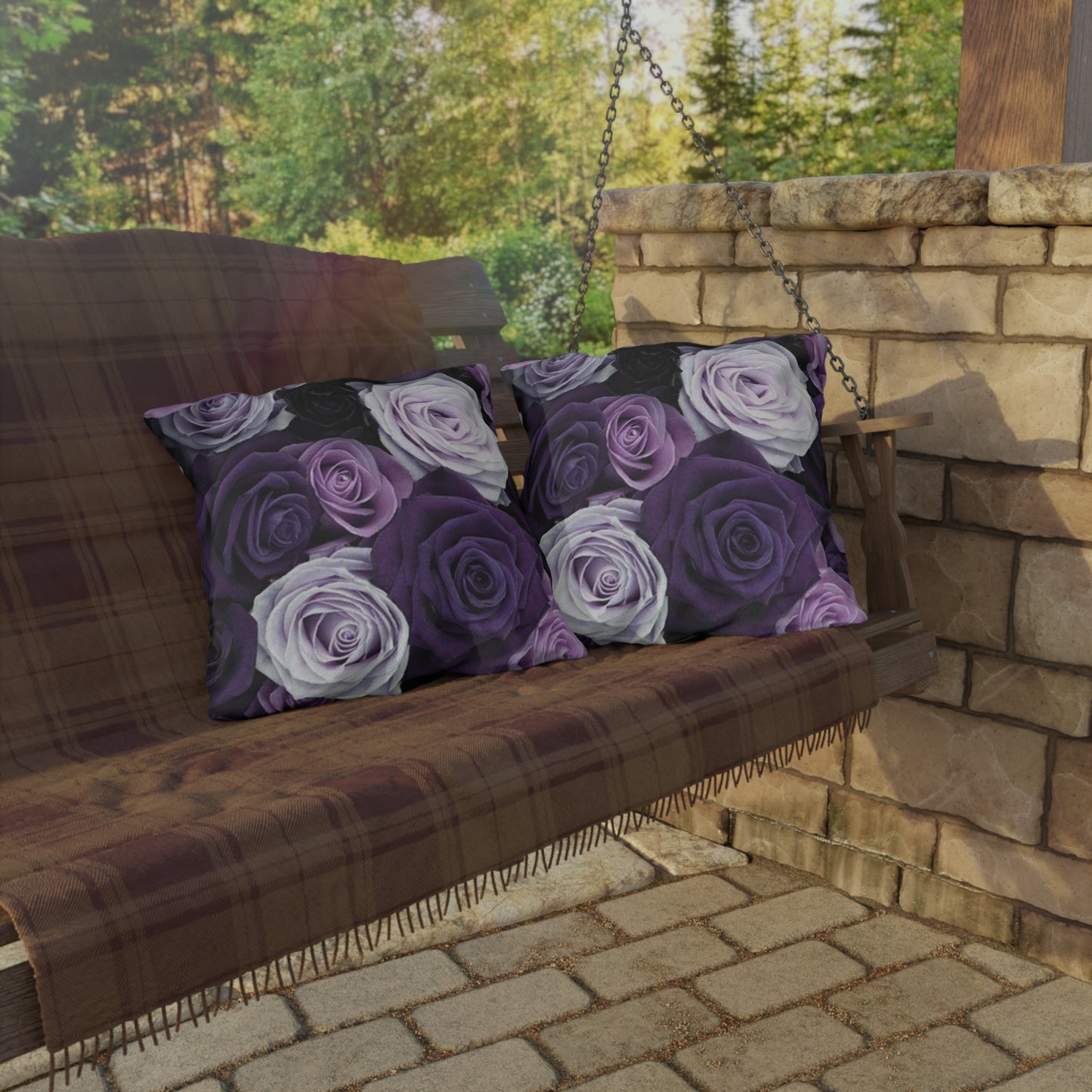 Purple Roses Outdoor Pillow