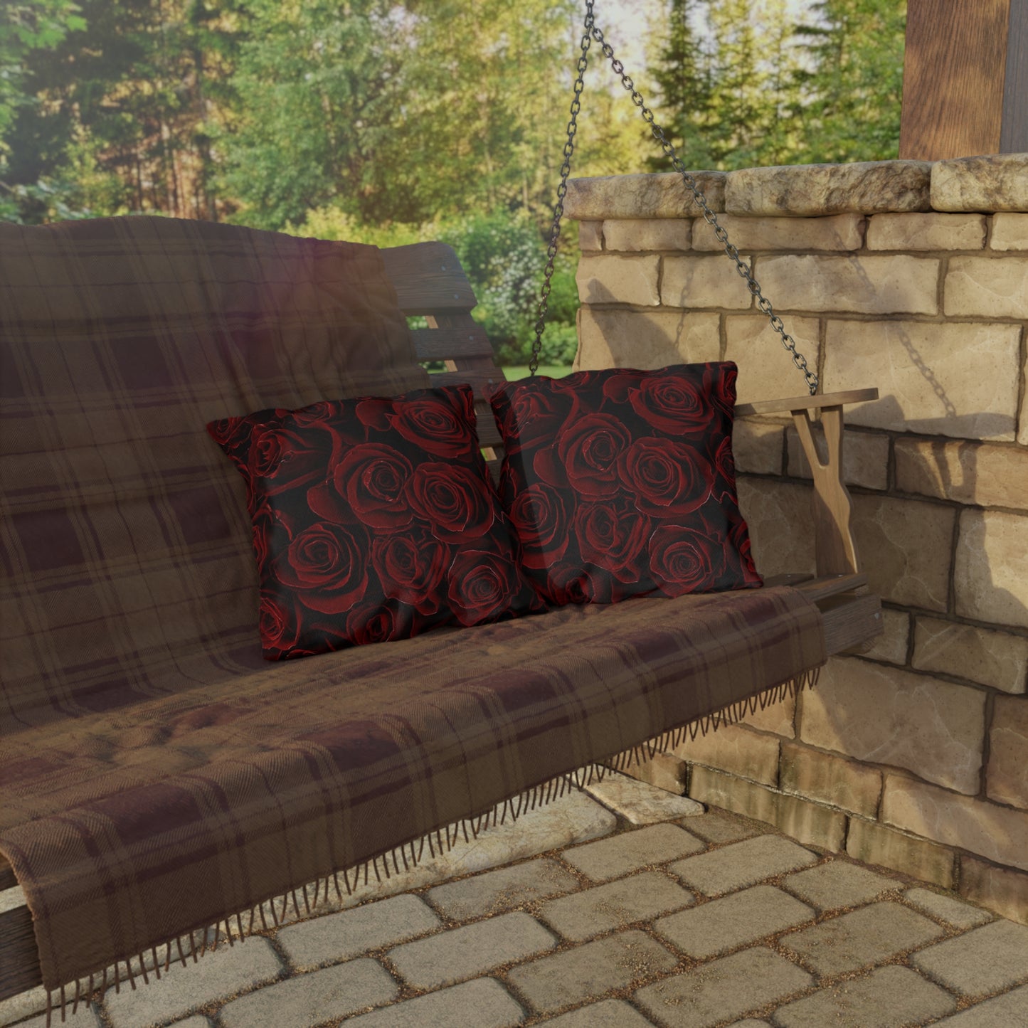 Red Roses Outdoor Pillow