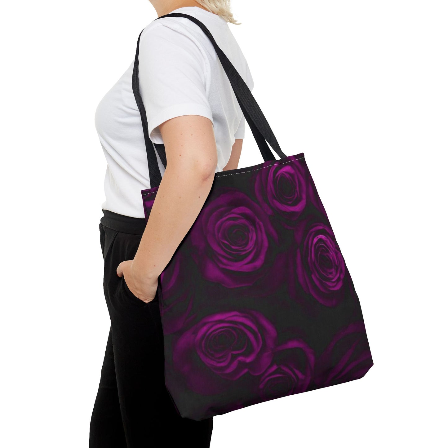 Dark Purple Roses Square Tote Bag