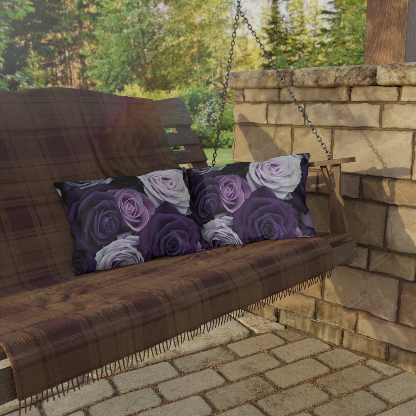 Purple Roses Outdoor Pillow