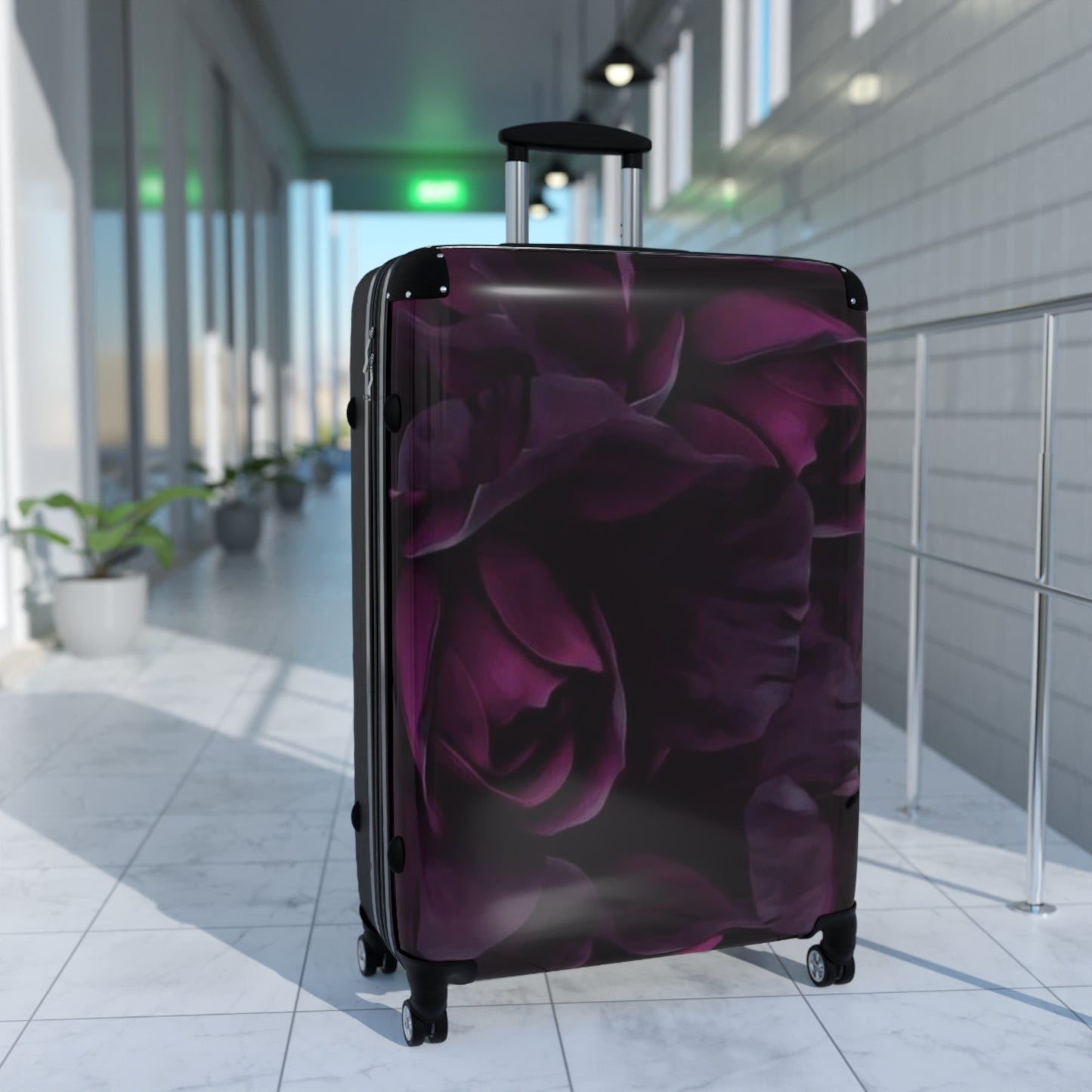 Dark Purple Floral Suitcase