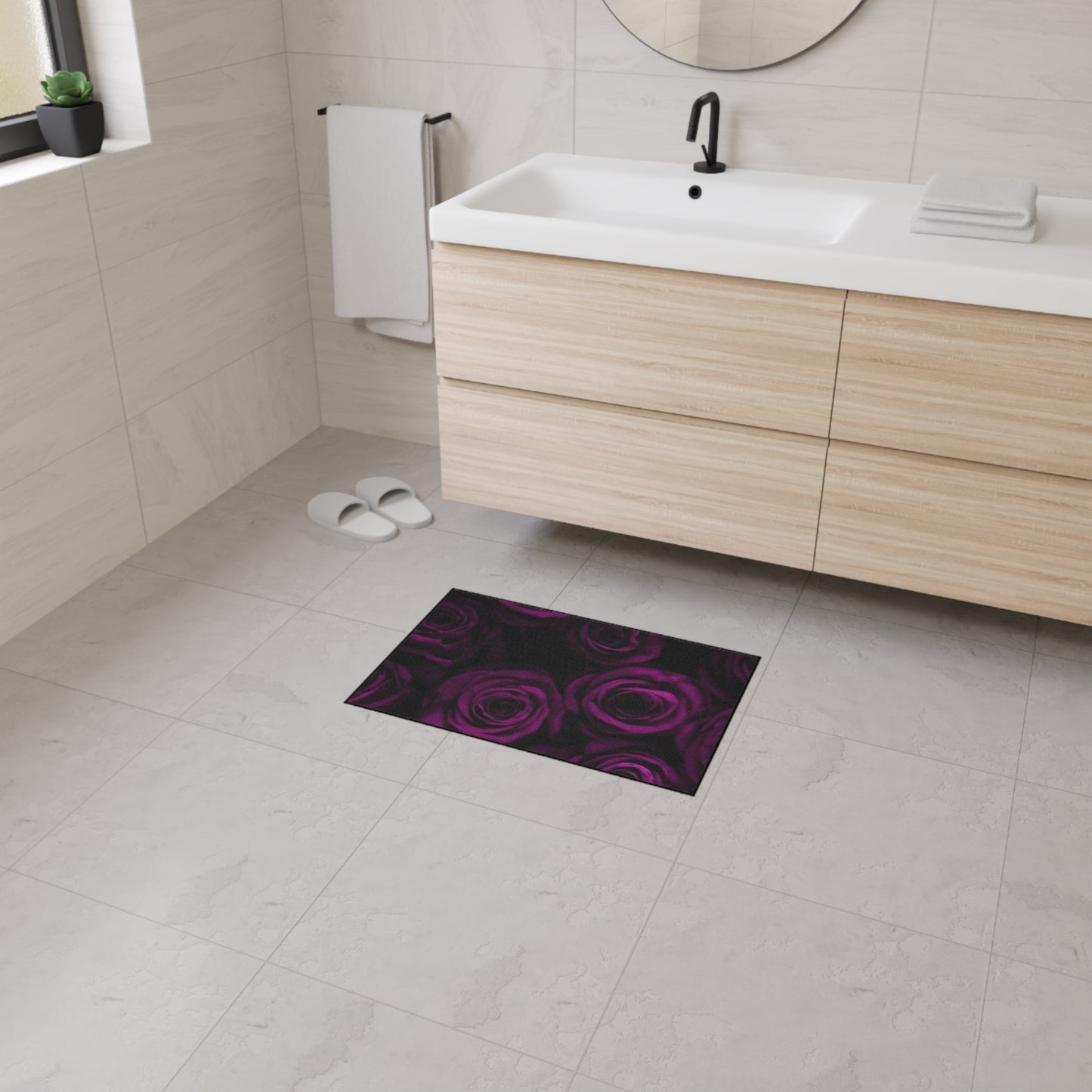 Dark Purple Roses Heavy Duty Floor Mat