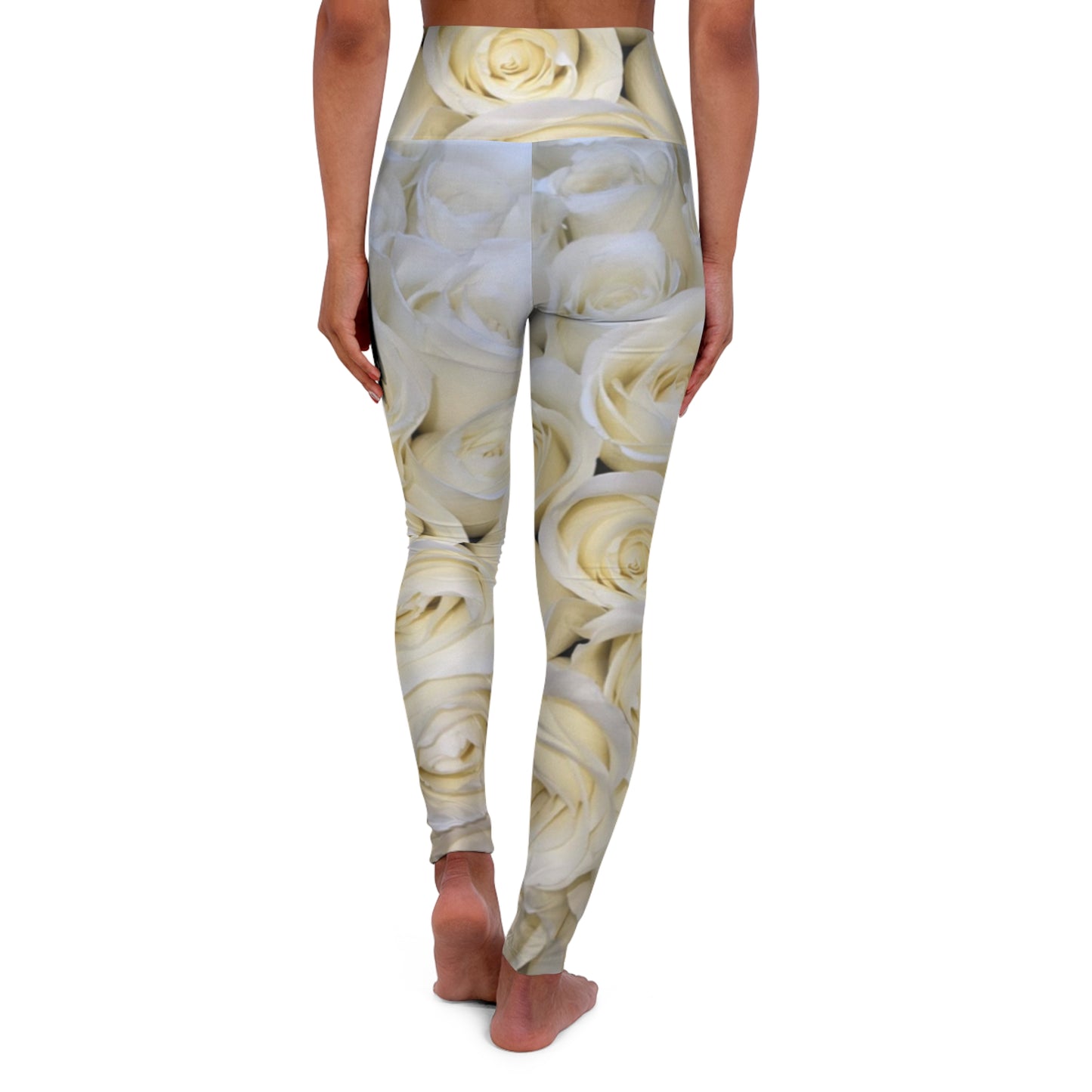 White Roses Floral Skinny Fit Legging for Gym