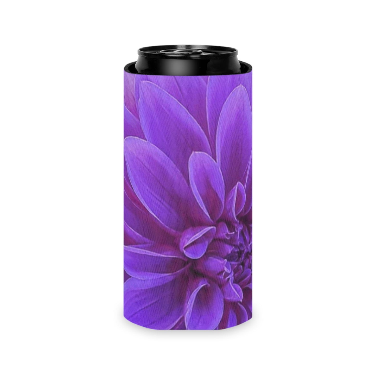 Floral Can Cooler - Purple Dahlia Design