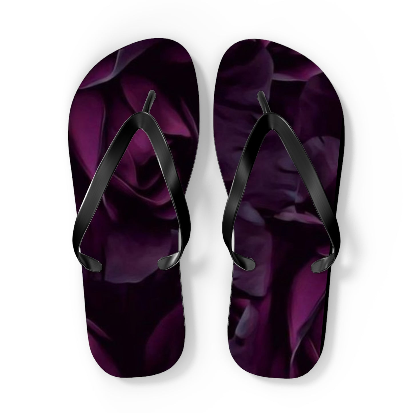 Dark Purple Floral Design Flip Flops