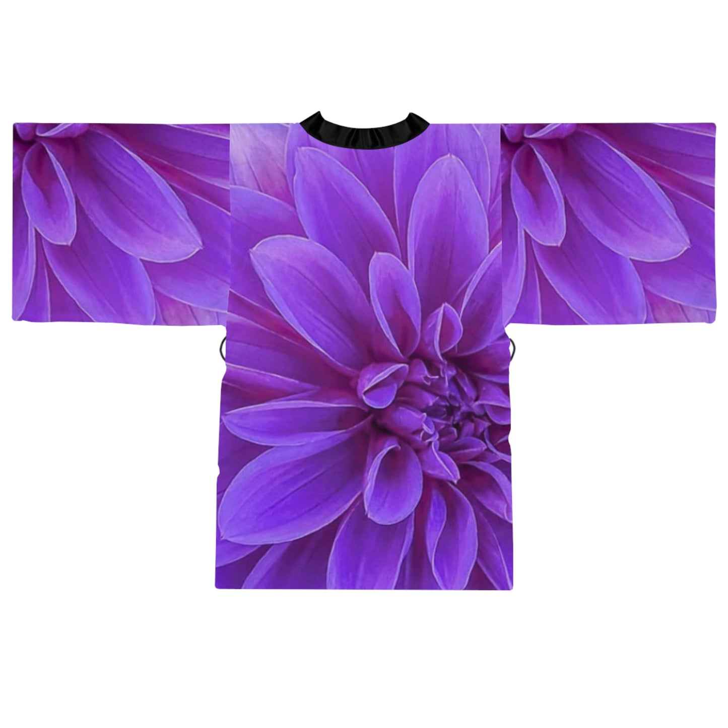 Purple Dahlia Floral Japanese Style Kimono Robe