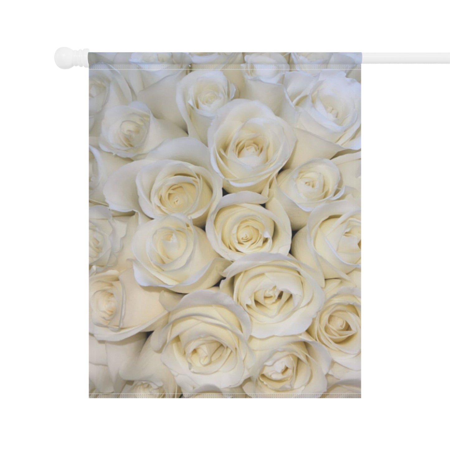 White Roses Floral Garden and House Banner – Elegant Yard Flag