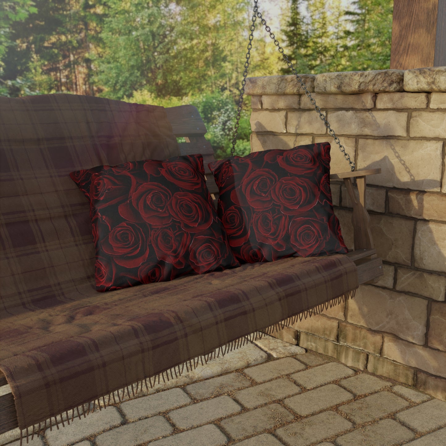 Red Roses Outdoor Pillow